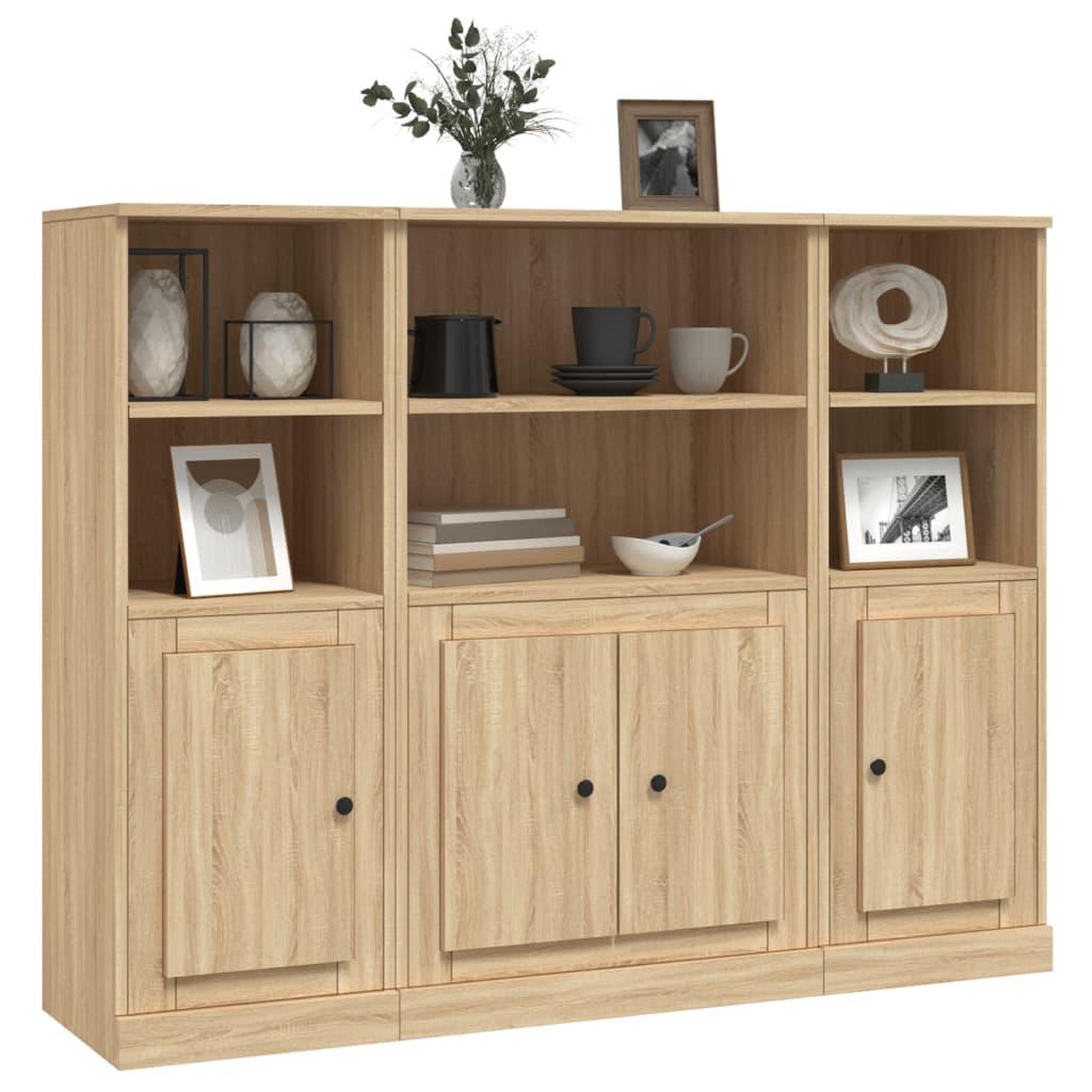 Voir la diapositive 3 : VIDAXL Buffets 3 pcs chene sonoma bois d'ingenierie