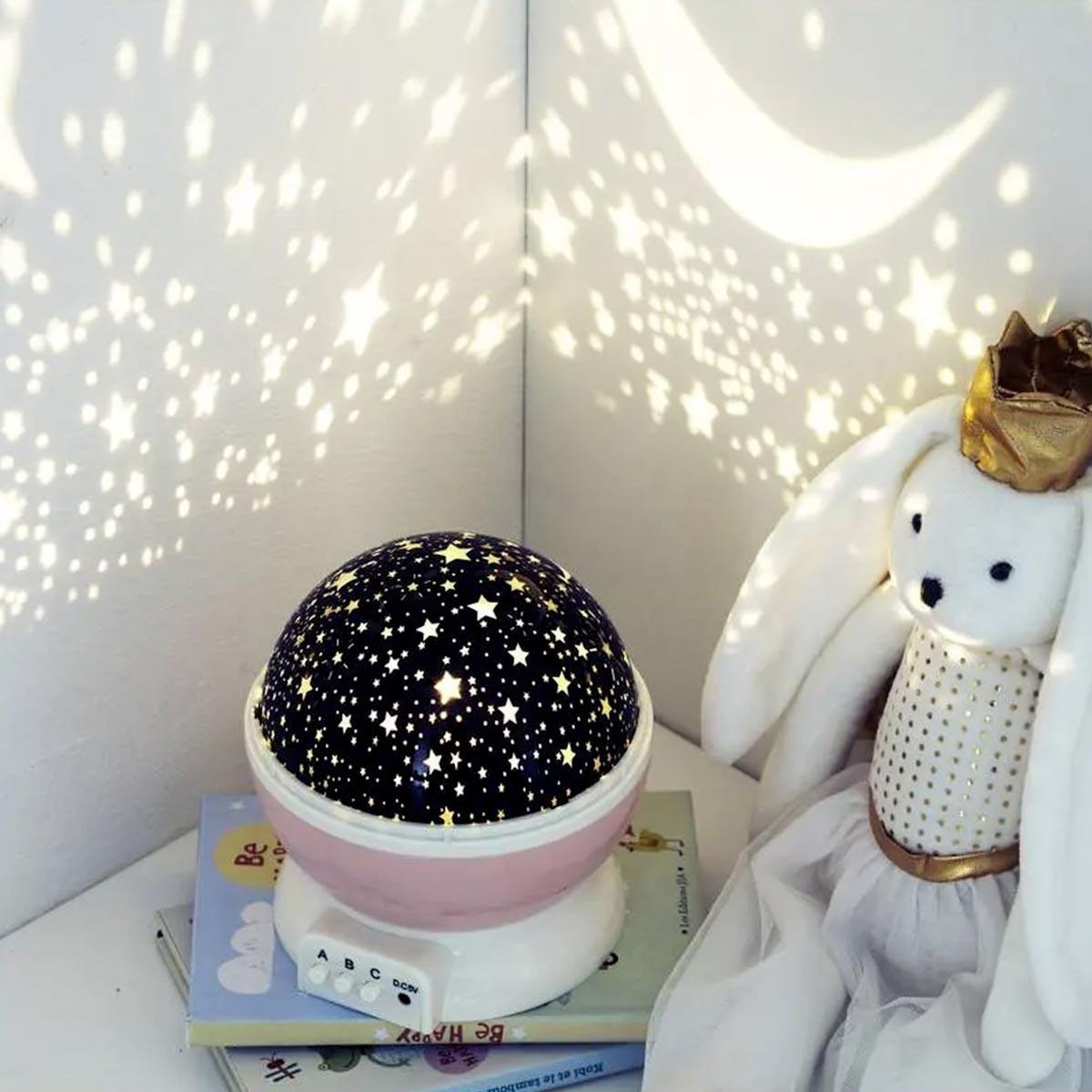 Atmosphera Kids Veilleuse Projecteur Rotative  Etoile  14cm Rose