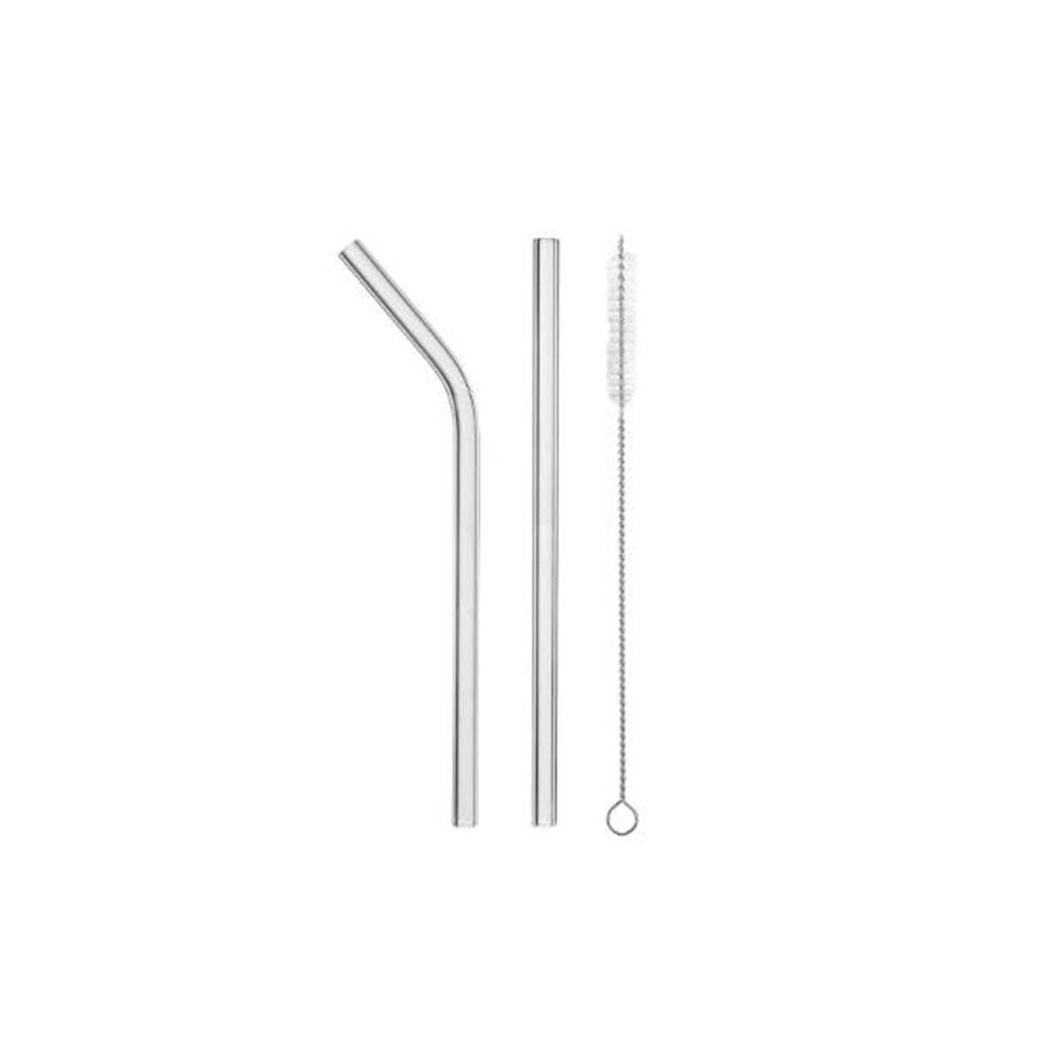 Voir la diapositive 1 : FIVE Lot de 6 pailles & goupillon  verre  20cm argent