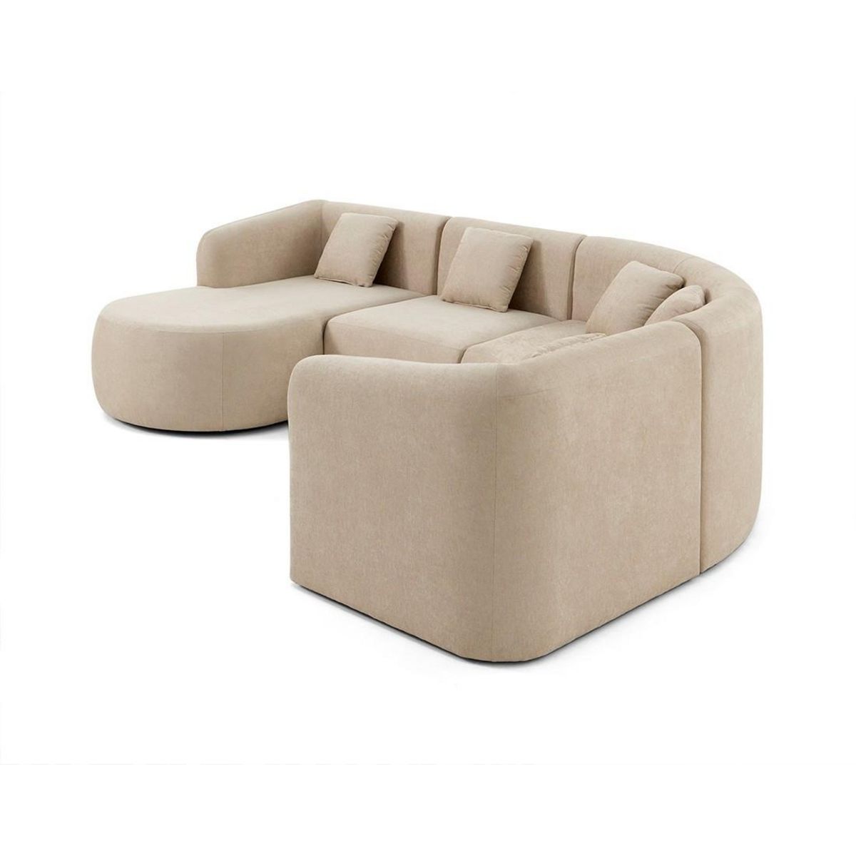 LISA DESIGN Ikare - canapé modulable d'angle gauche - 5 places - avec méridienne - en tissu