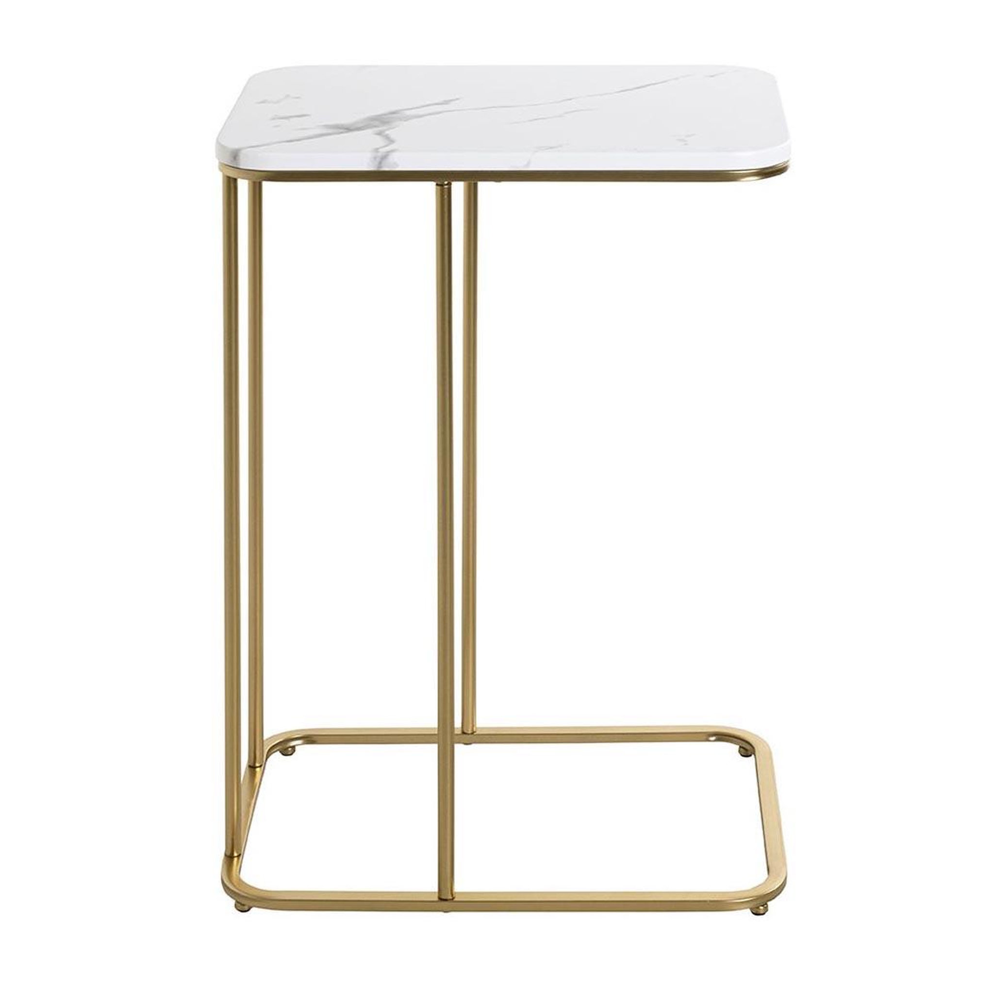 Voir la diapositive 2 : Paris Prix Table d'appoint effet marbre  alba  67cm blanc & or
