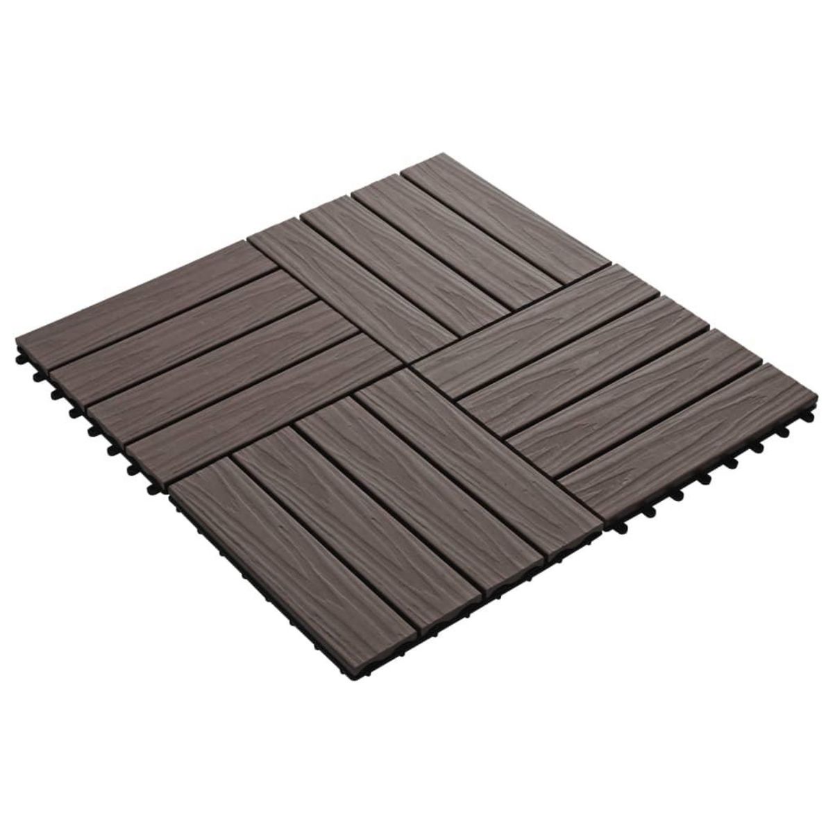 VIDAXL Carreau de terrasse en relief 11 pcs WPC 30x30 cm 1 m^2 Marron
