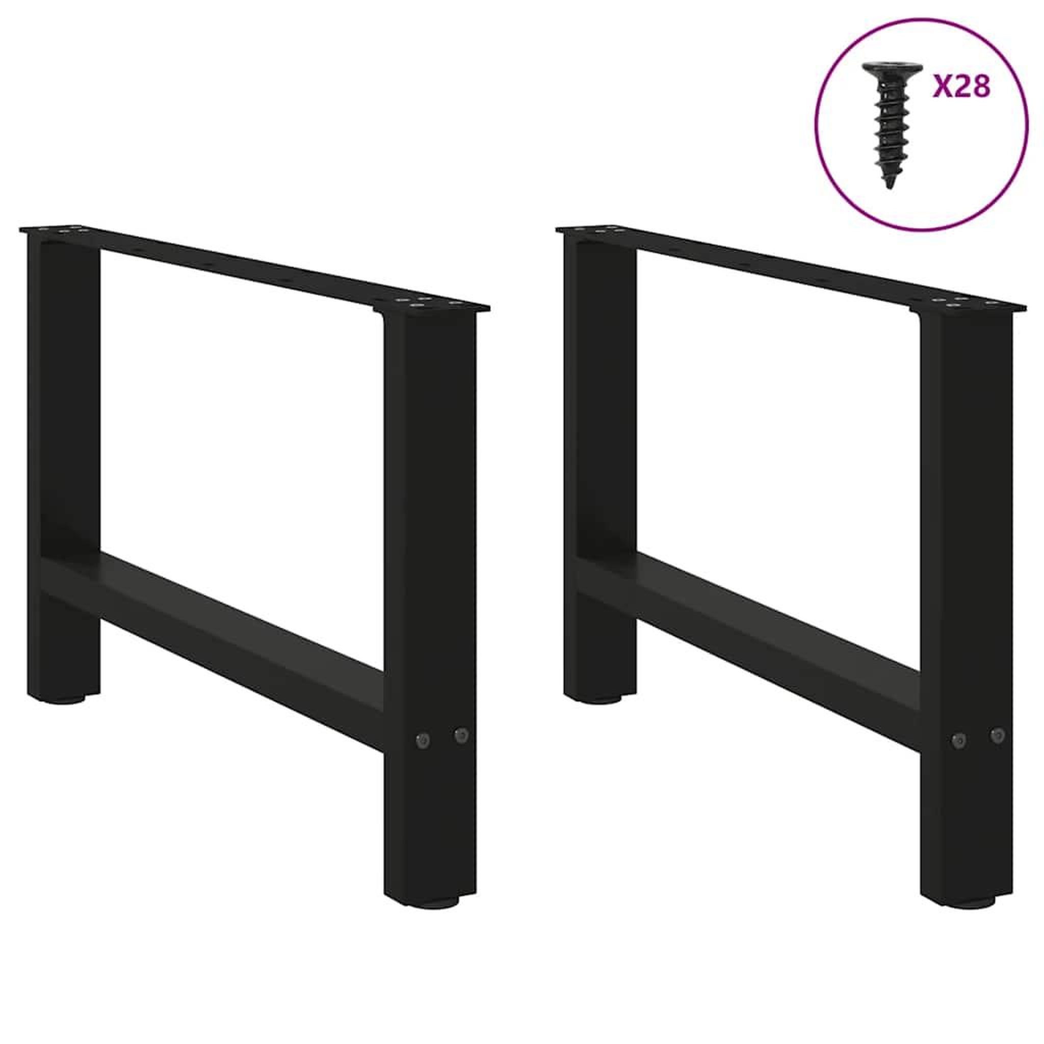 Voir la diapositive 3 : VIDAXL Pieds de table basse noir 2 pcs 70x(42-43) cm acier