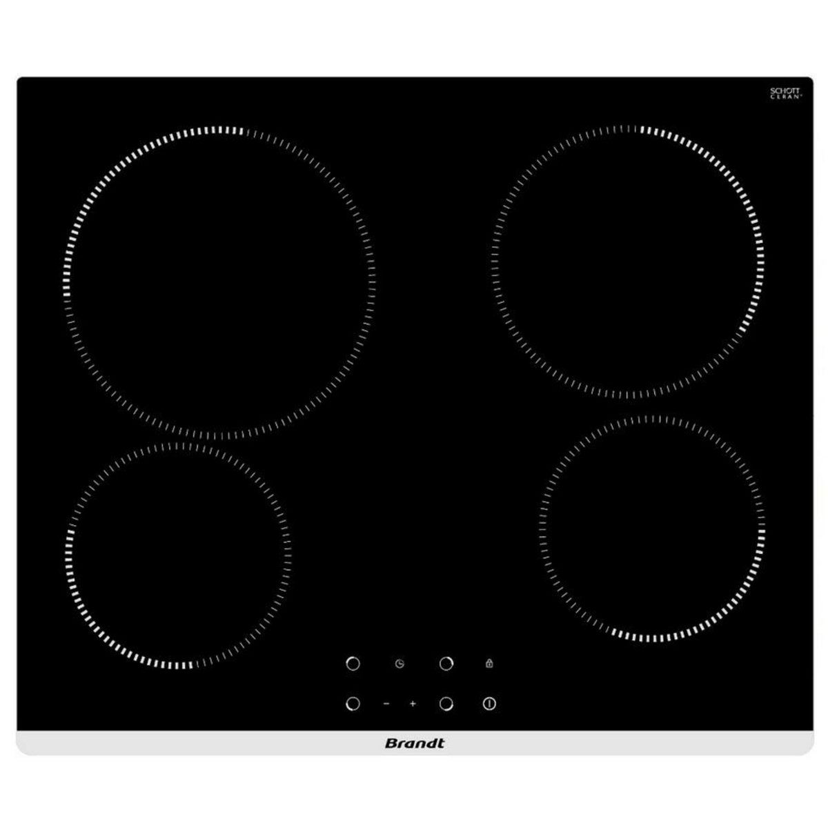 BRANDT Table de cuisson vitrocéramique 60cm 4 feux 6300w noir - BPV1641B