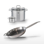 ELO Lot 2 Faitouts 14/26 cm & Poêle 32 cm Elo Relief Solution