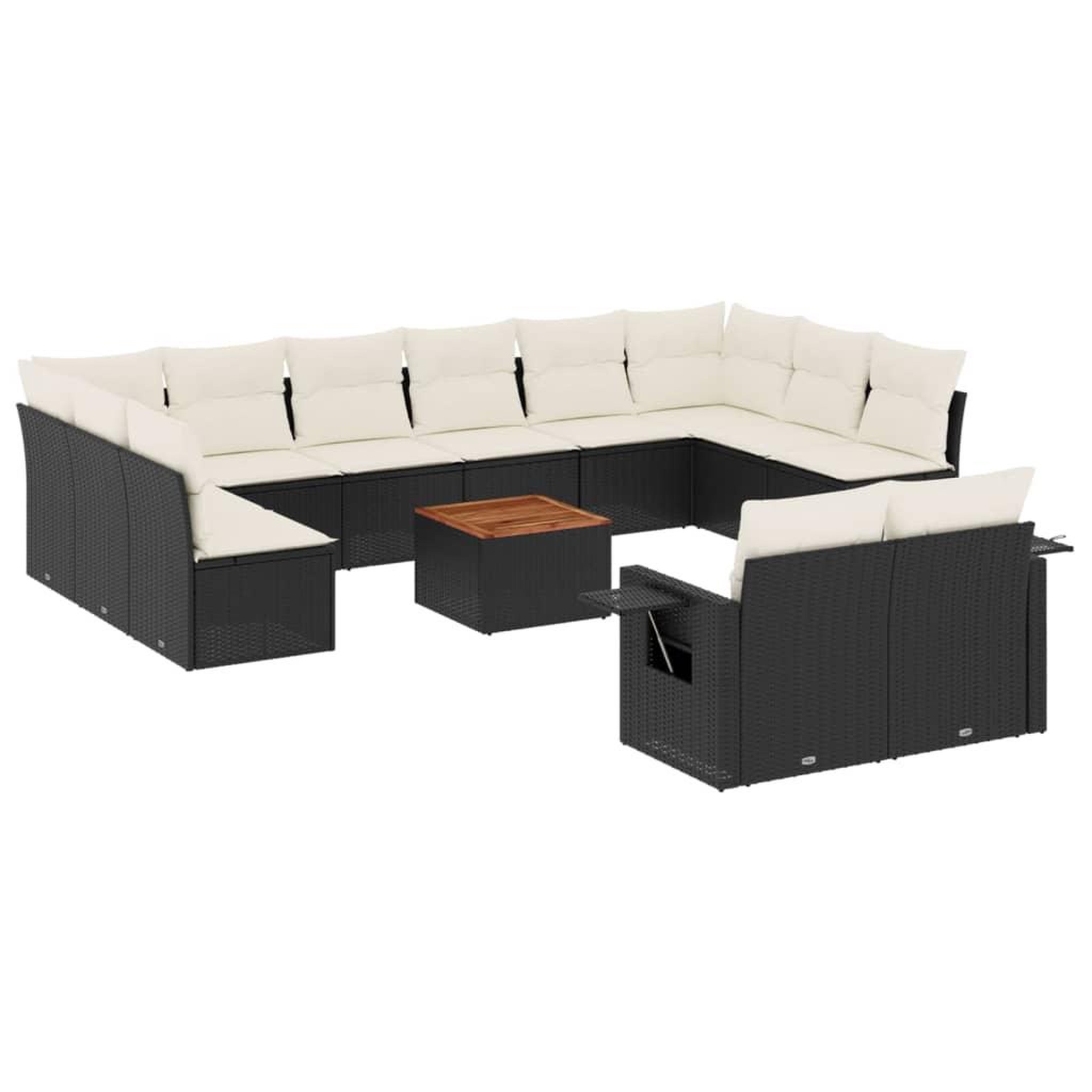 Voir la diapositive 2 : VIDAXL Salon de jardin avec coussins 13 pcs noir resine tressee