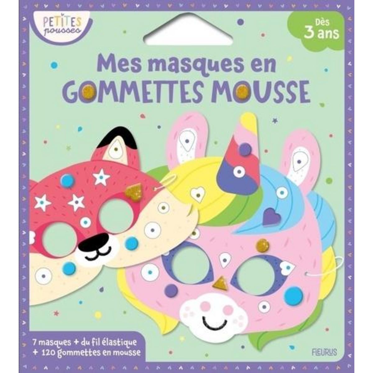 MES MASQUES EN GOMMETTES MOUSSE. 7 MASQUES + DU FIL ELASTIQUE + 120 GOMMETTES EN MOUSSE, Dérodit Clémentine