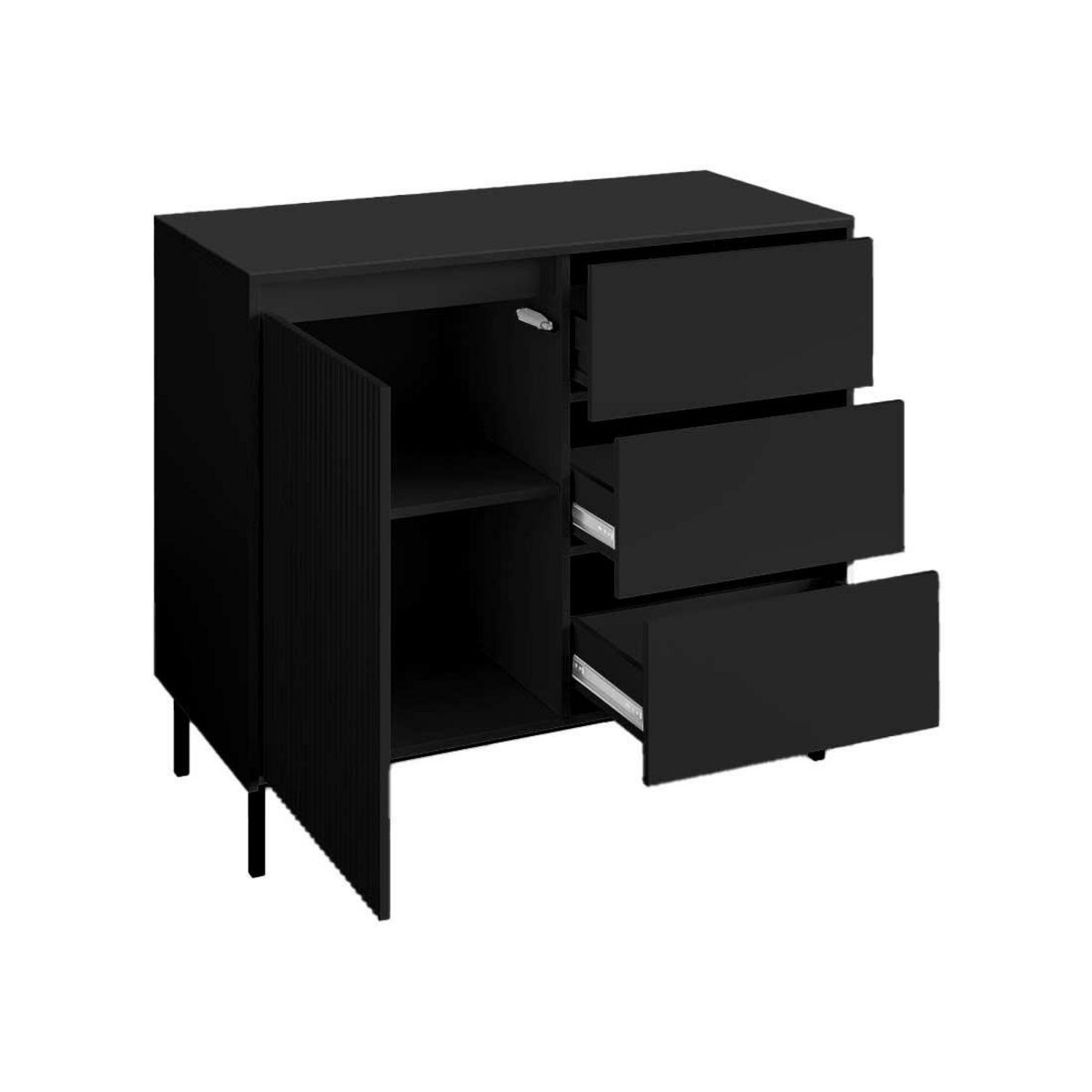 BEST MOBILIER Girona - buffet bas - noir - 103 cm