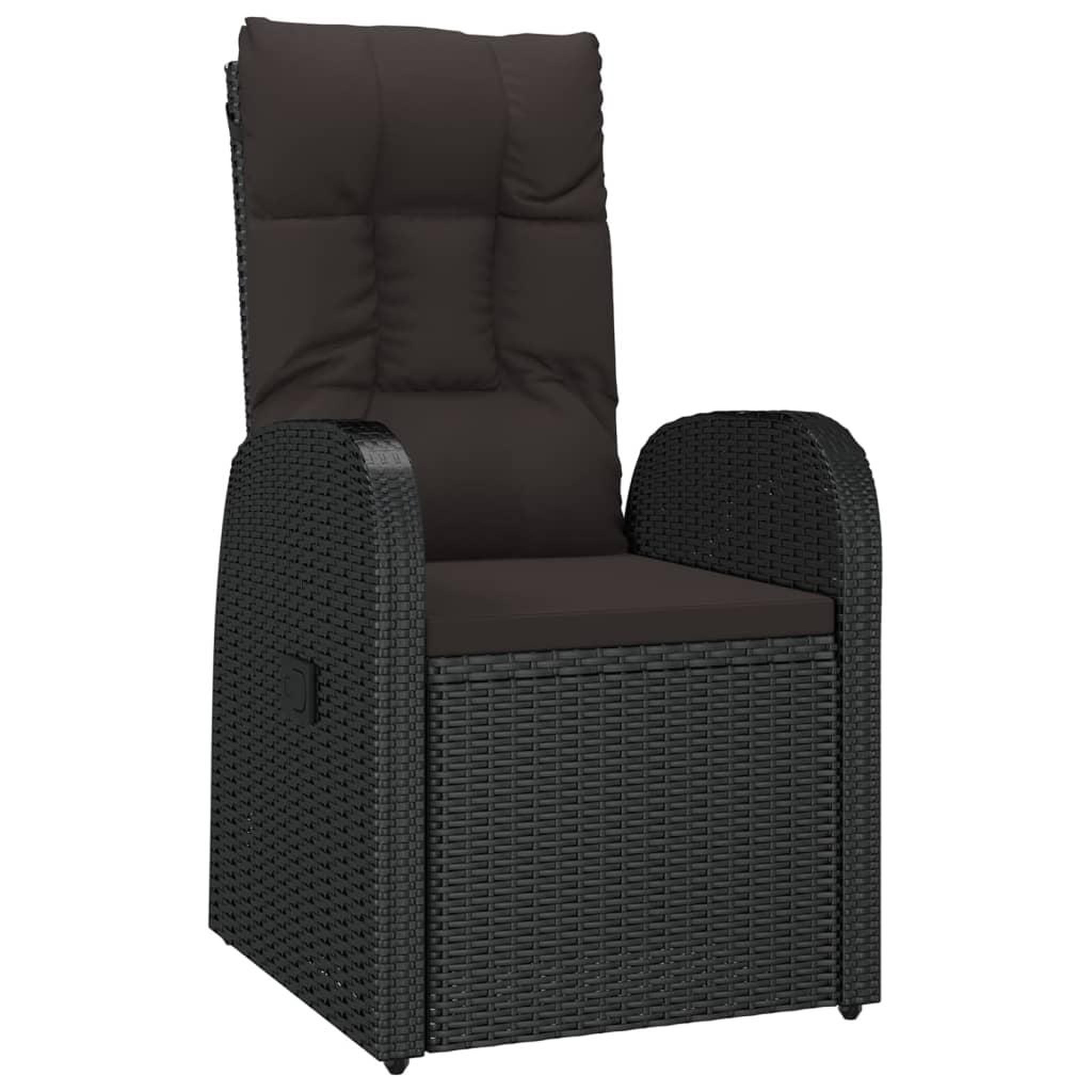 Voir la diapositive 3 : VIDAXL Chaise inclinable de jardin 2pc et coussins Resine tressee Noir