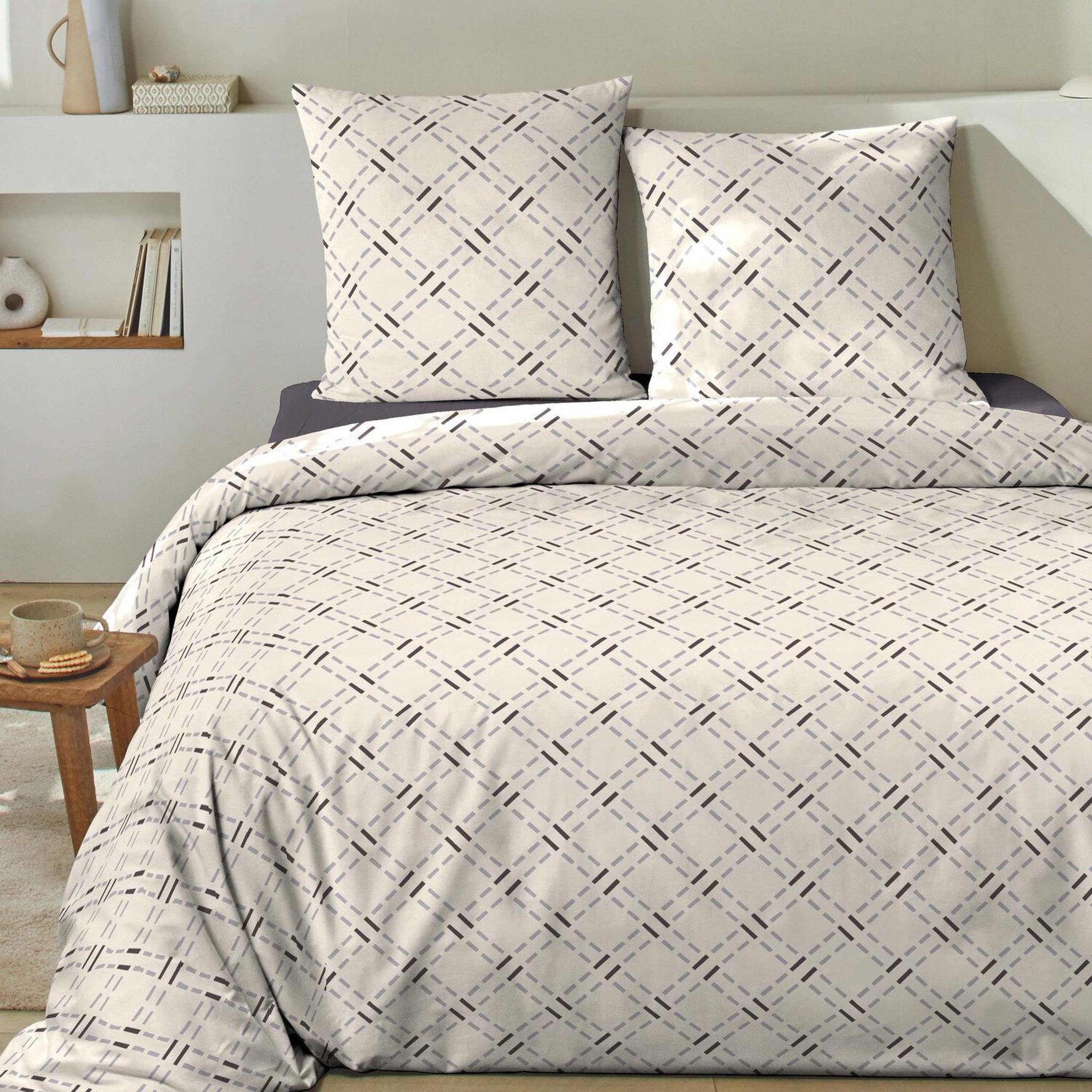 Voir la diapositive 2 : Home collection Parure housse de couette 100 %coton 57 mateo