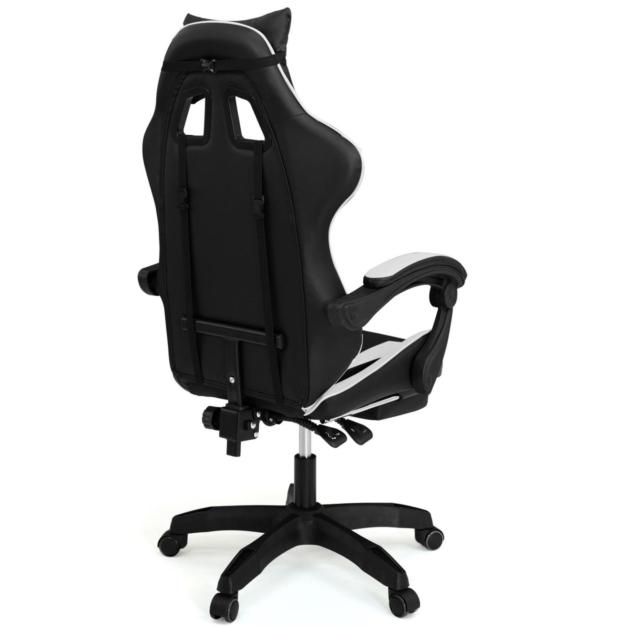 Voir la diapositive 6 : ID MARKET Fauteuil de gaming alex réglable avec repose-pied, coussin de tête et coussin lombaire noir et blanc