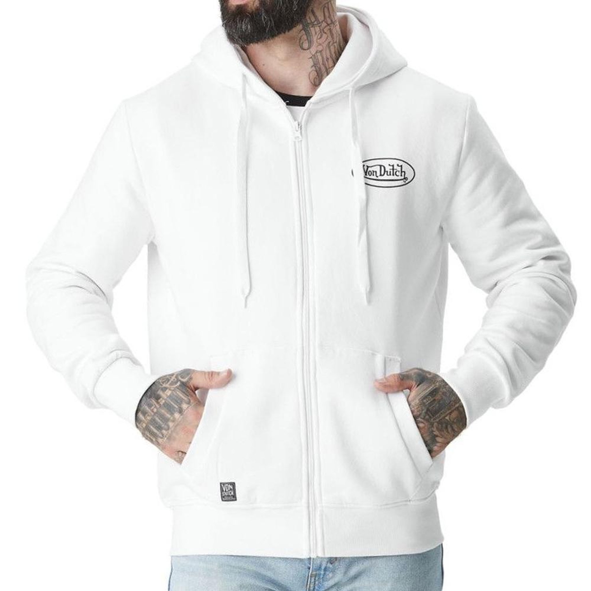 VON DUTCH Sweat Zippé Blanc Homme Von Dutch SLIGN. Coloris disponibles : Blanc