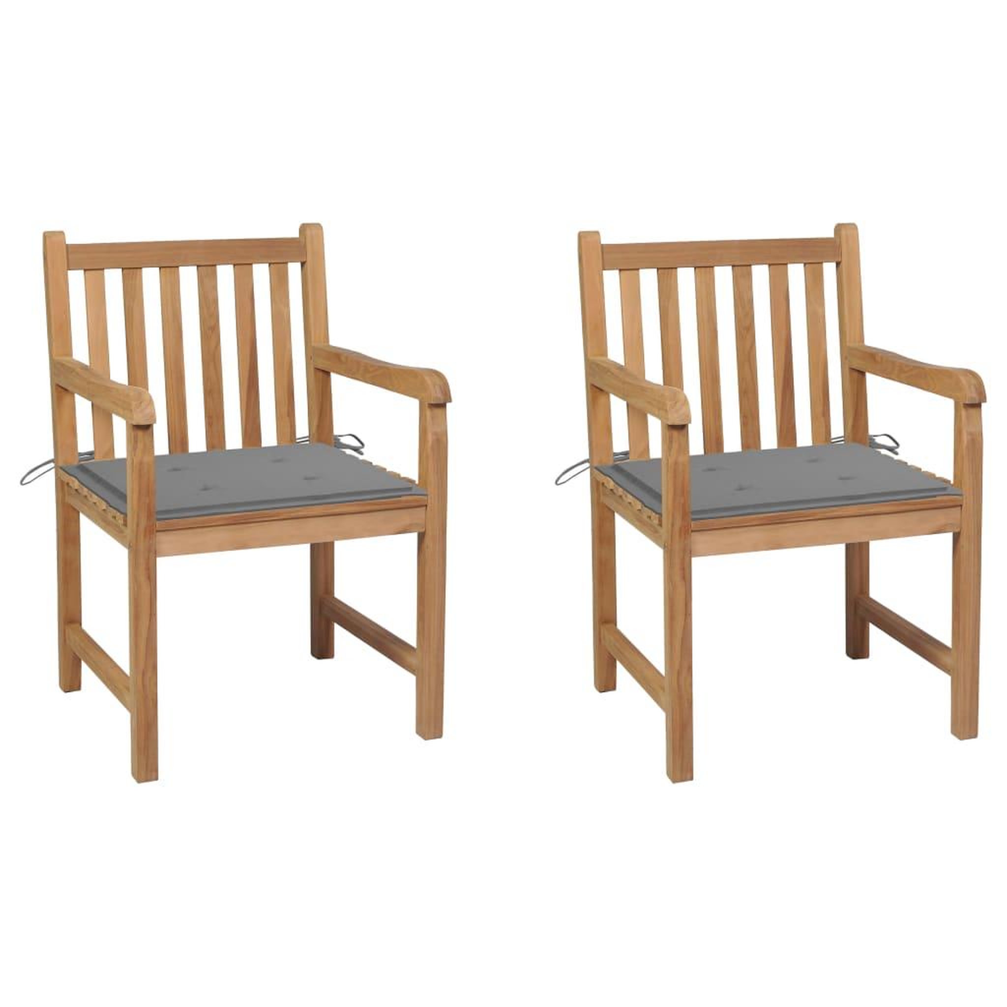 Voir la diapositive 1 : VIDAXL Chaises de jardin lot de 2 et coussins gris Bois de teck massif