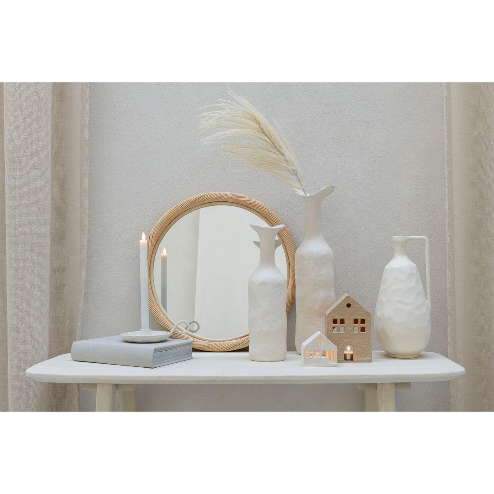 Voir la diapositive 4 : J-LINE Vase déco en métal  agra  50cm blanc