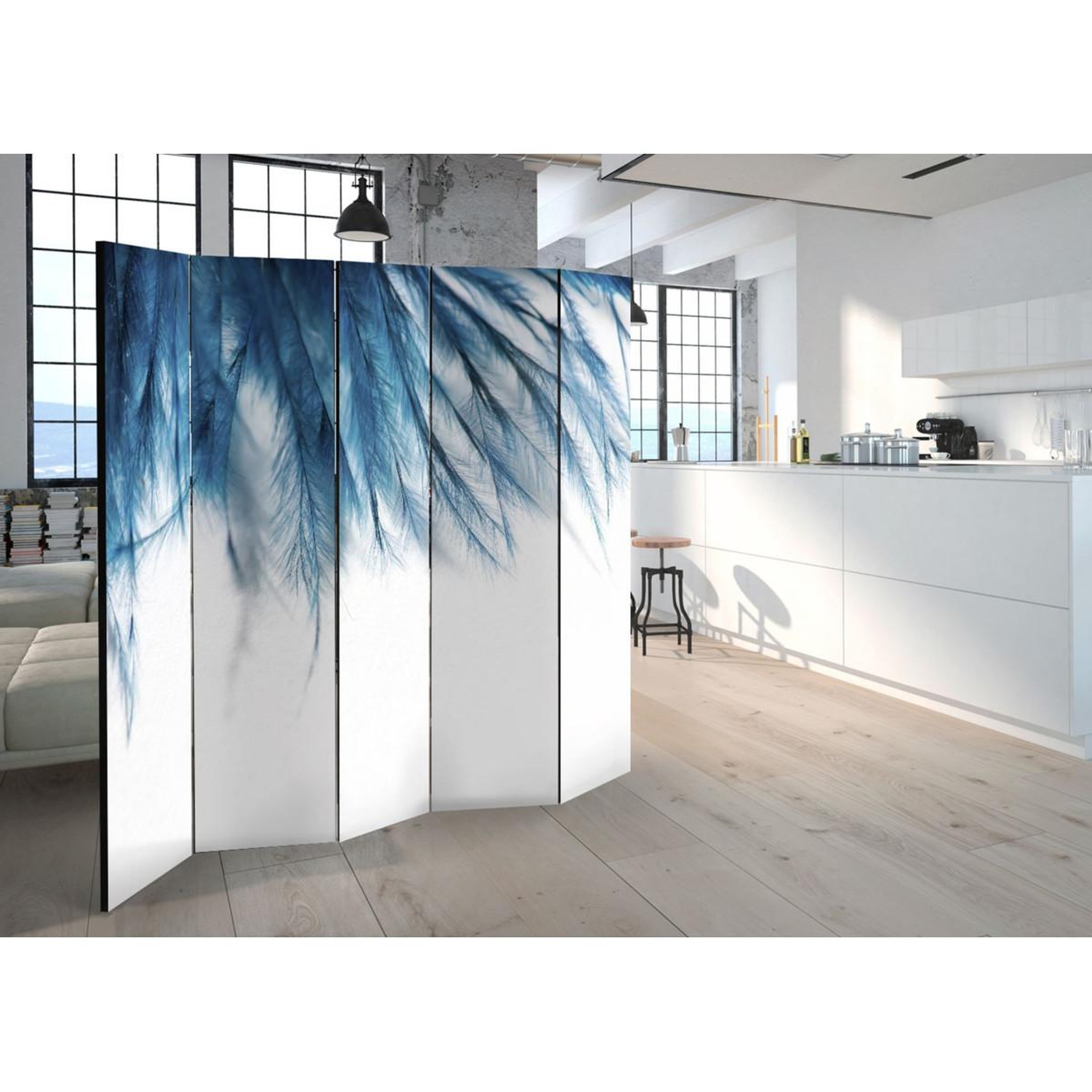Voir la diapositive 2 : Paris Prix Paravent 5 volets  sapphire feathers  172x225cm
