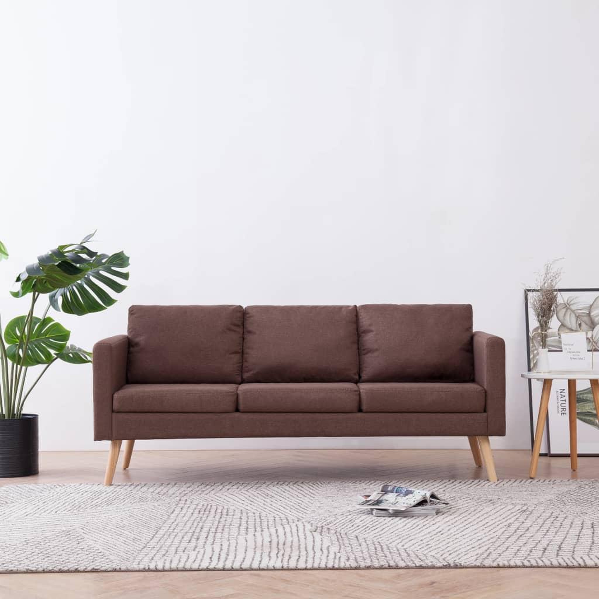 Voir la diapositive 1 : VIDAXL Canape a 3 places tissu marron