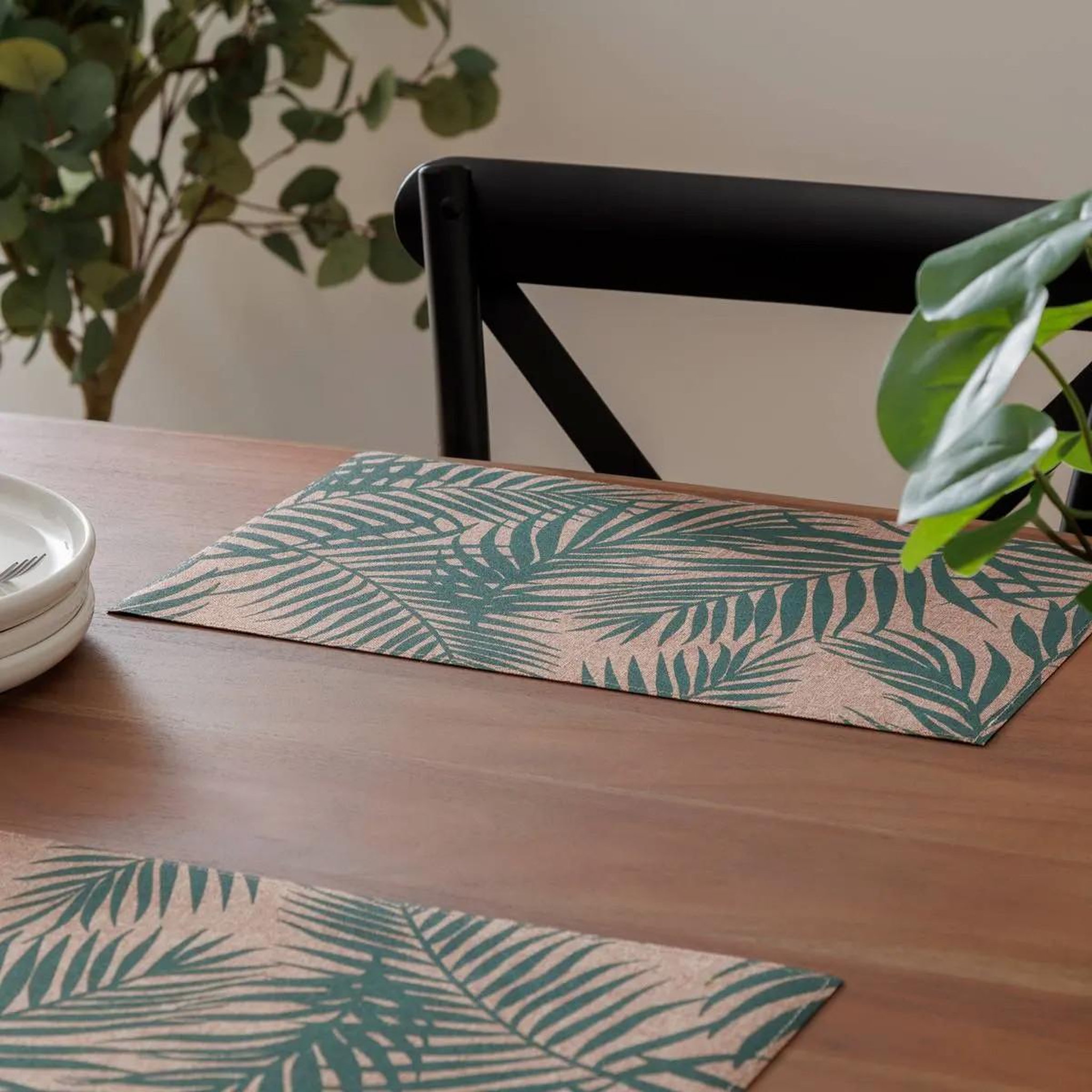 Voir la diapositive 2 : SECRET DE GOURMET Set de table déco  palme  30x45cm vert