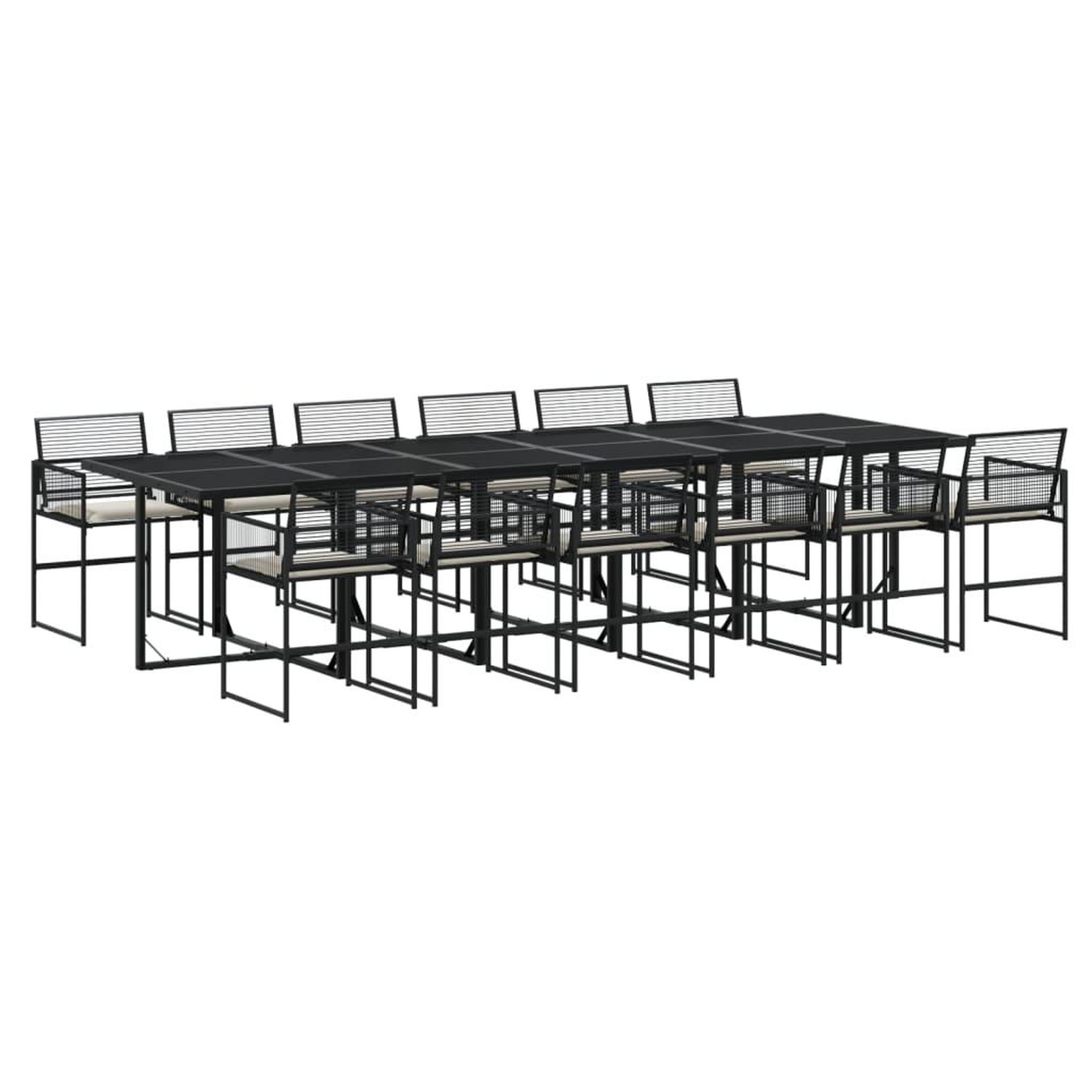 Voir la diapositive 2 : VIDAXL Ensemble a manger de jardin 13 pcs coussins noir resine tressee