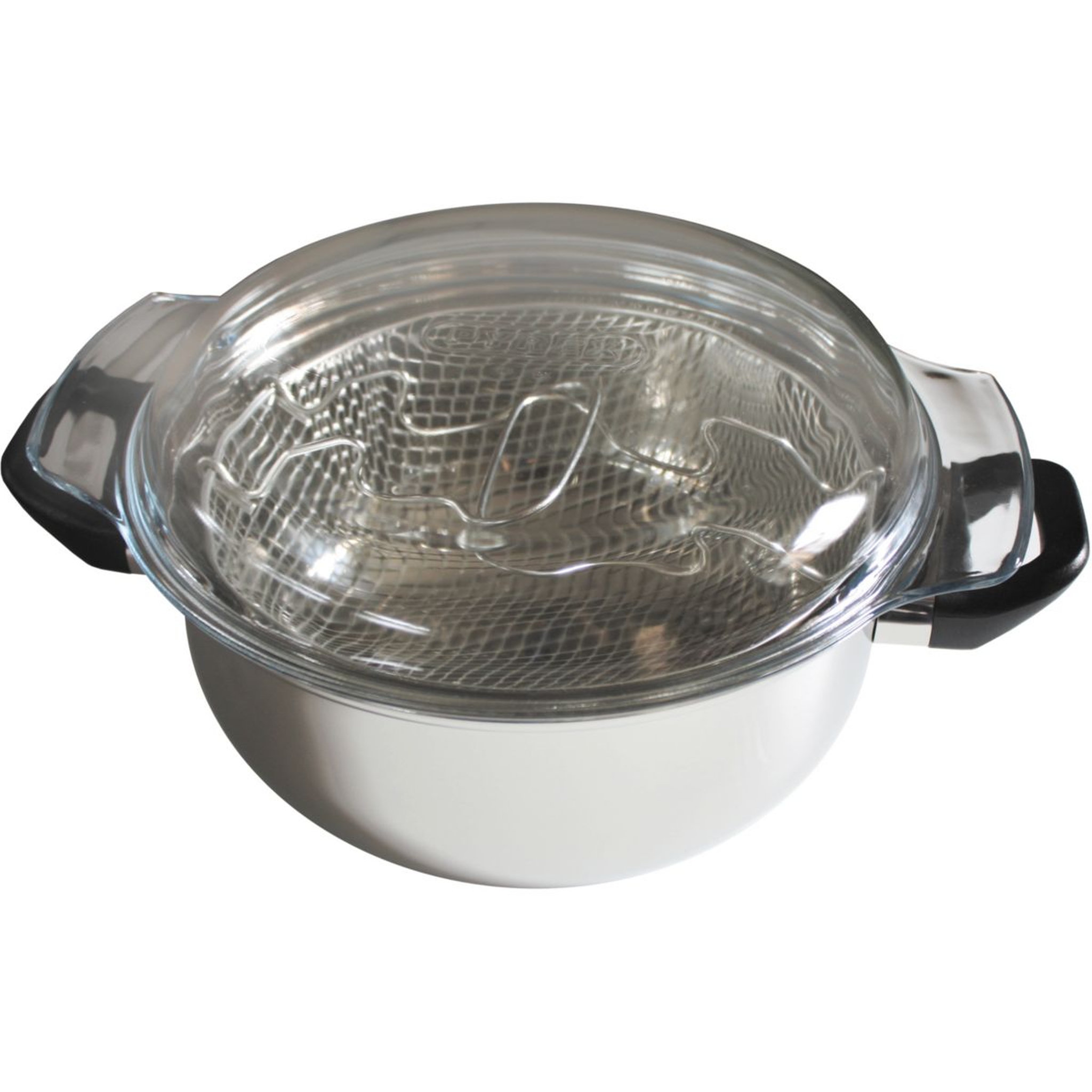 BAUMALU Friteuse inox diam 26 cm + couvercle verre