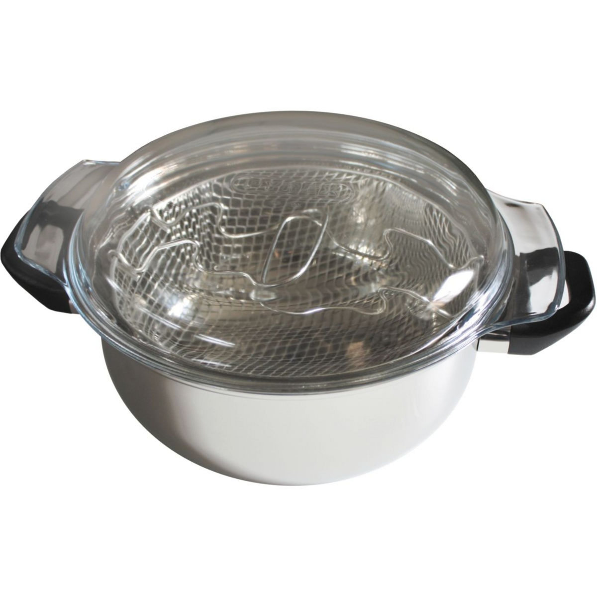 BAUMALU Friteuse inox diam 26 cm + couvercle verre