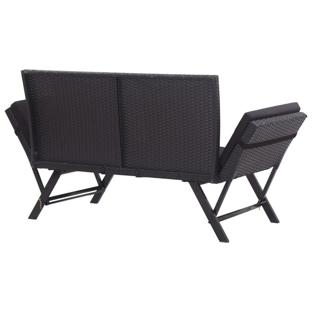 VIDAXL Banc de jardin avec coussins 176 cm Noir Resine tressee
