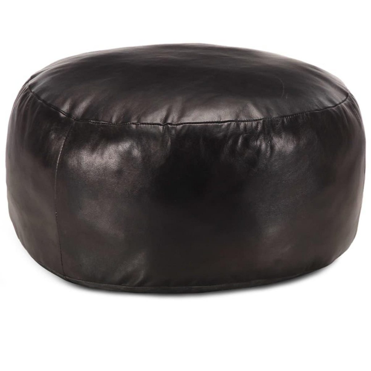VIDAXL Pouf 60 x 30 cm Noir Cuir veritable de chevre