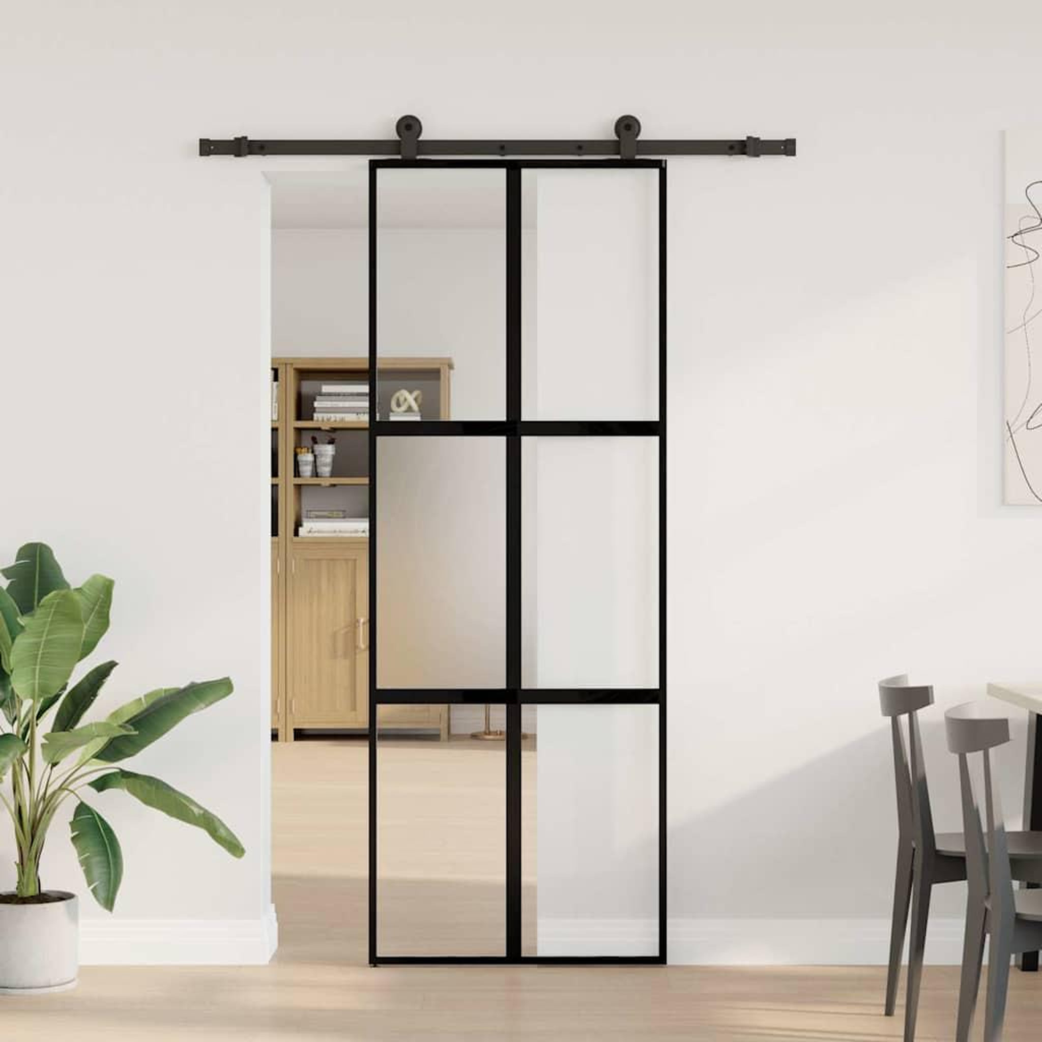 Voir la diapositive 2 : VIDAXL Porte coulissante kit de quincaillerie trempe verre aluminium