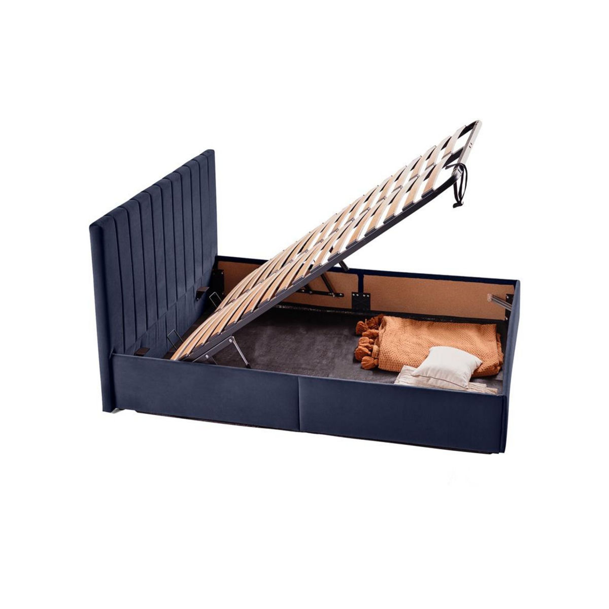 BEST MOBILIER Klimt - lit coffre - 160x200 - en velours - sommier inclus