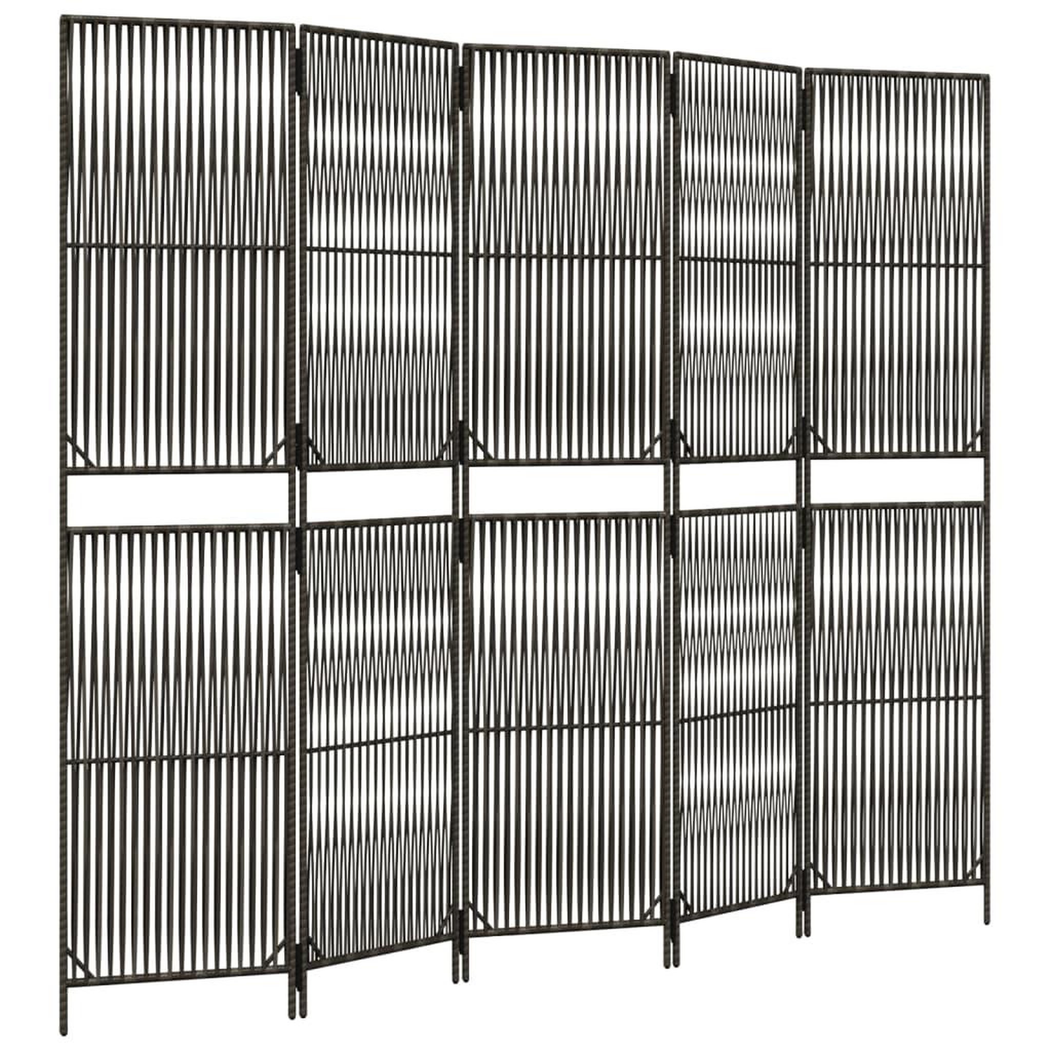 Voir la diapositive 2 : VIDAXL Cloison de separation 5 panneaux gris resine tressee