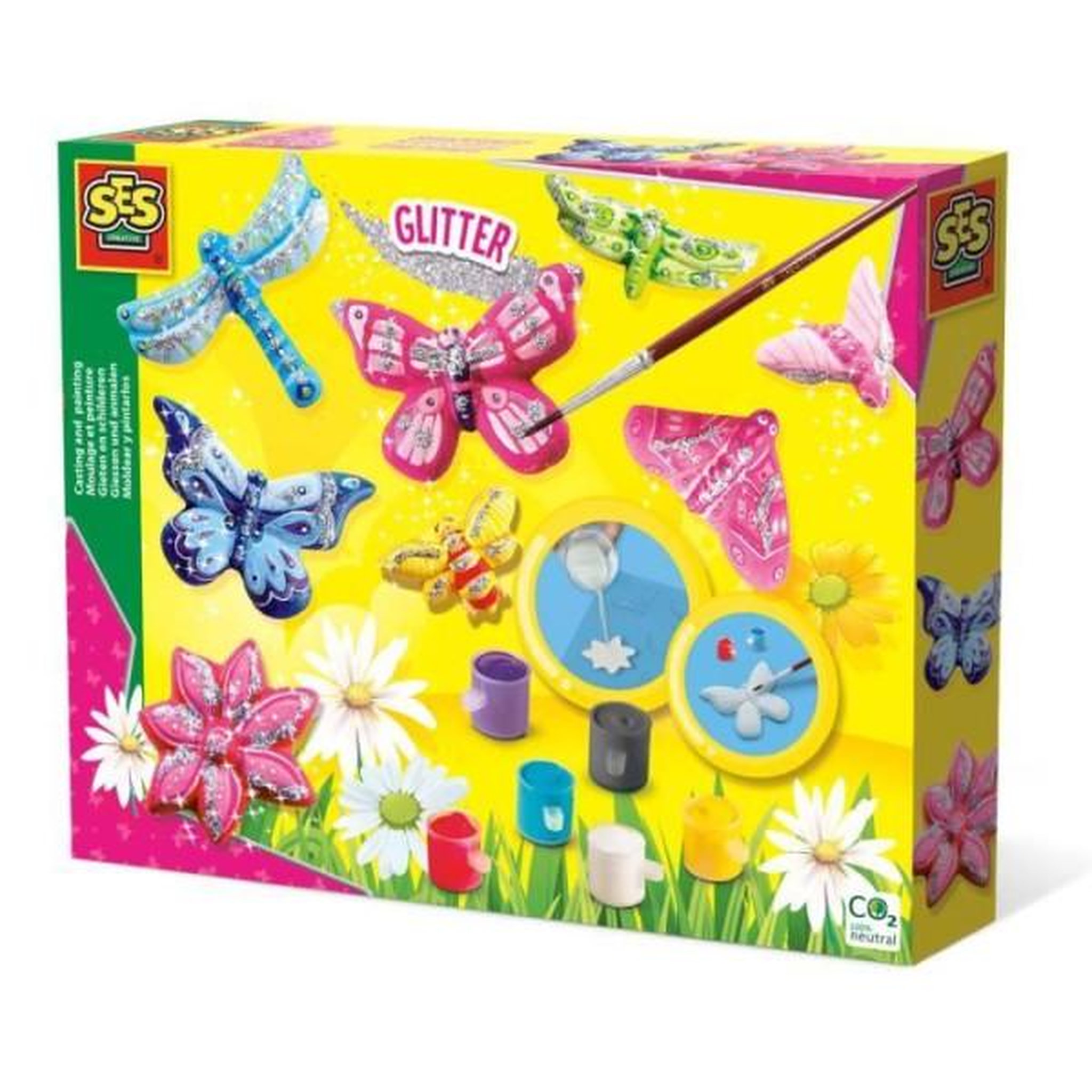 SES Creative Moulage et peinture - SES CREATIVE - Papillon et paillettes - Figurines en plâtre