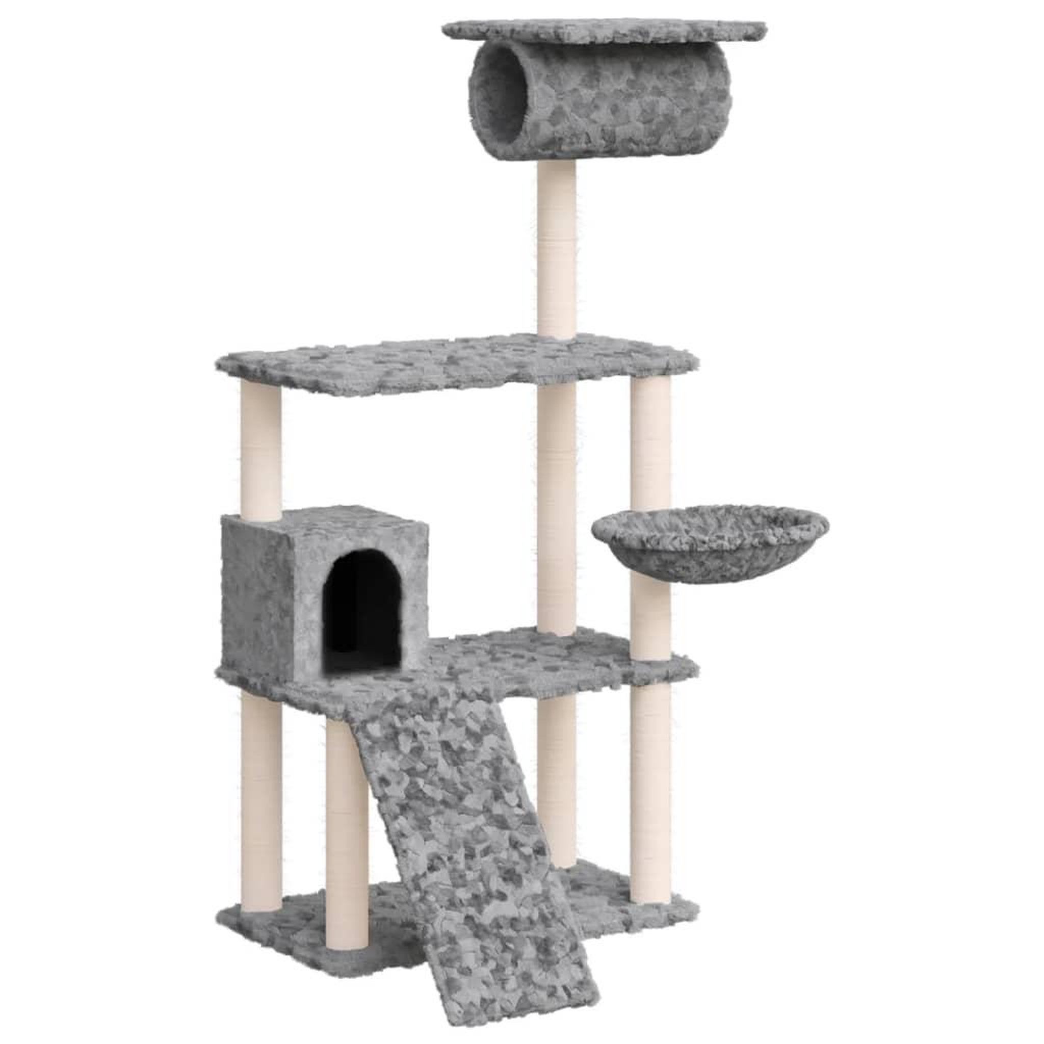 Voir la diapositive 2 : VIDAXL Arbre a chat avec griffoirs en sisal Gris clair 131 cm