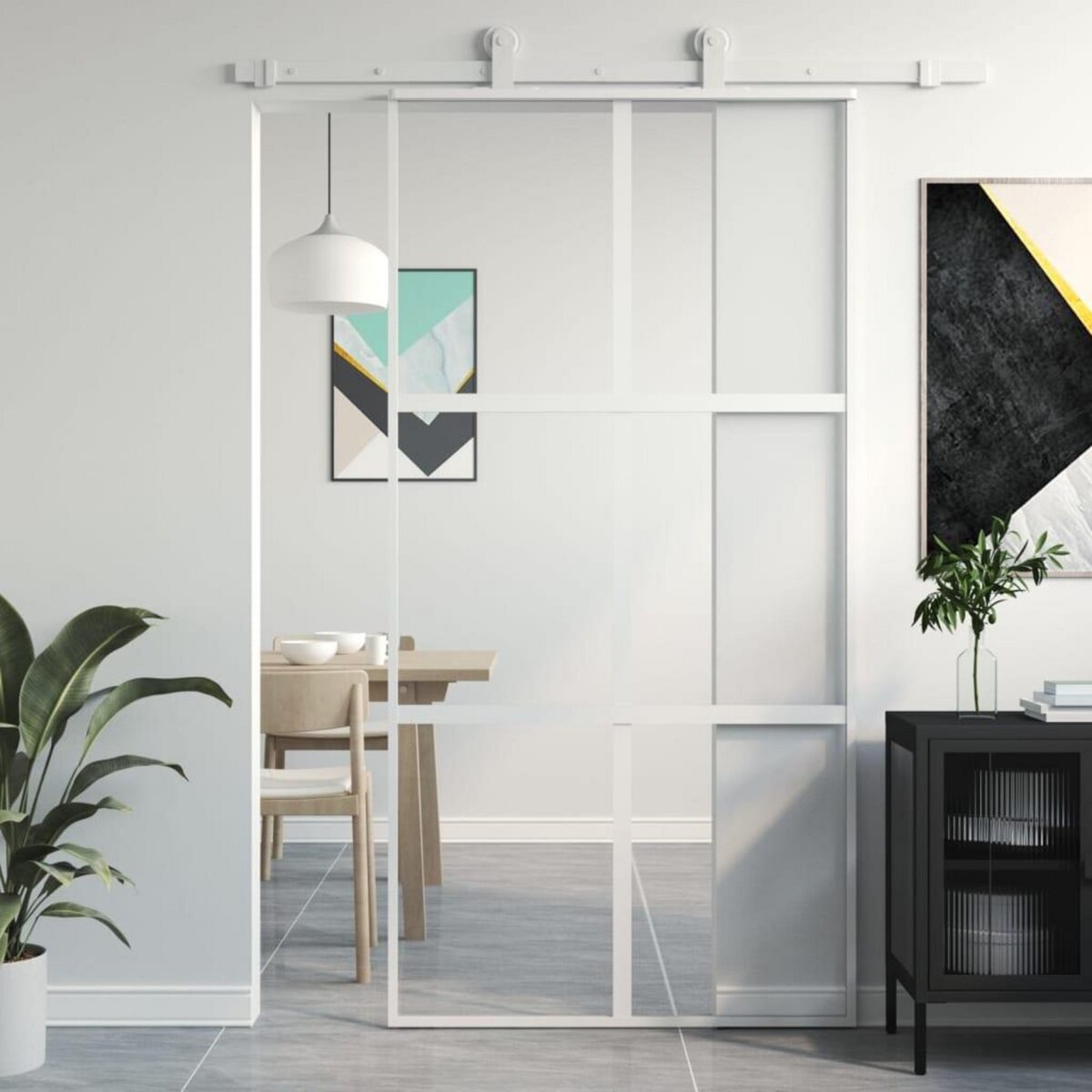 VIDAXL Porte coulissante blanc 102,5x205 cm verre trempe aluminium