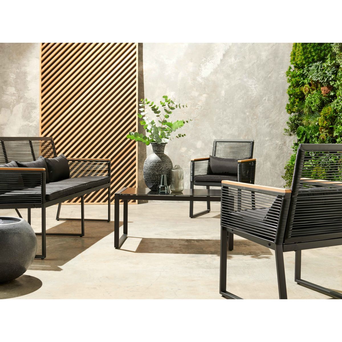 Oviala Salon bas de jardin en acier 5 personnes AGDE