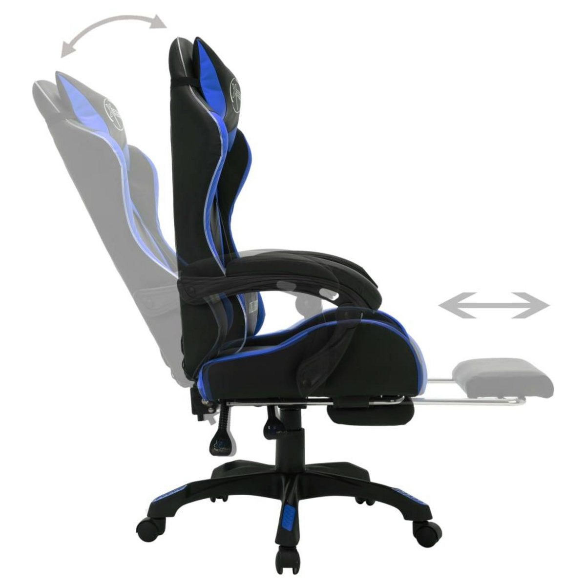 VIDAXL Fauteuil de jeux video avec LED RVB Bleu et noir Similicuir