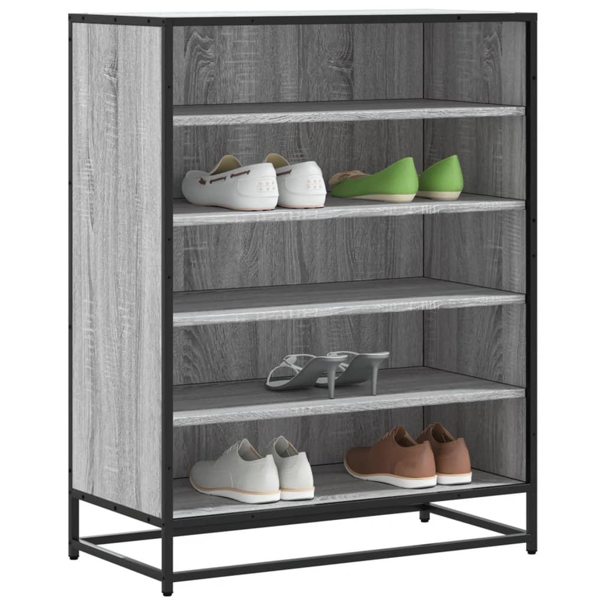 VIDAXL Meuble a chaussures sonoma gris bois d'ingenierie et metal