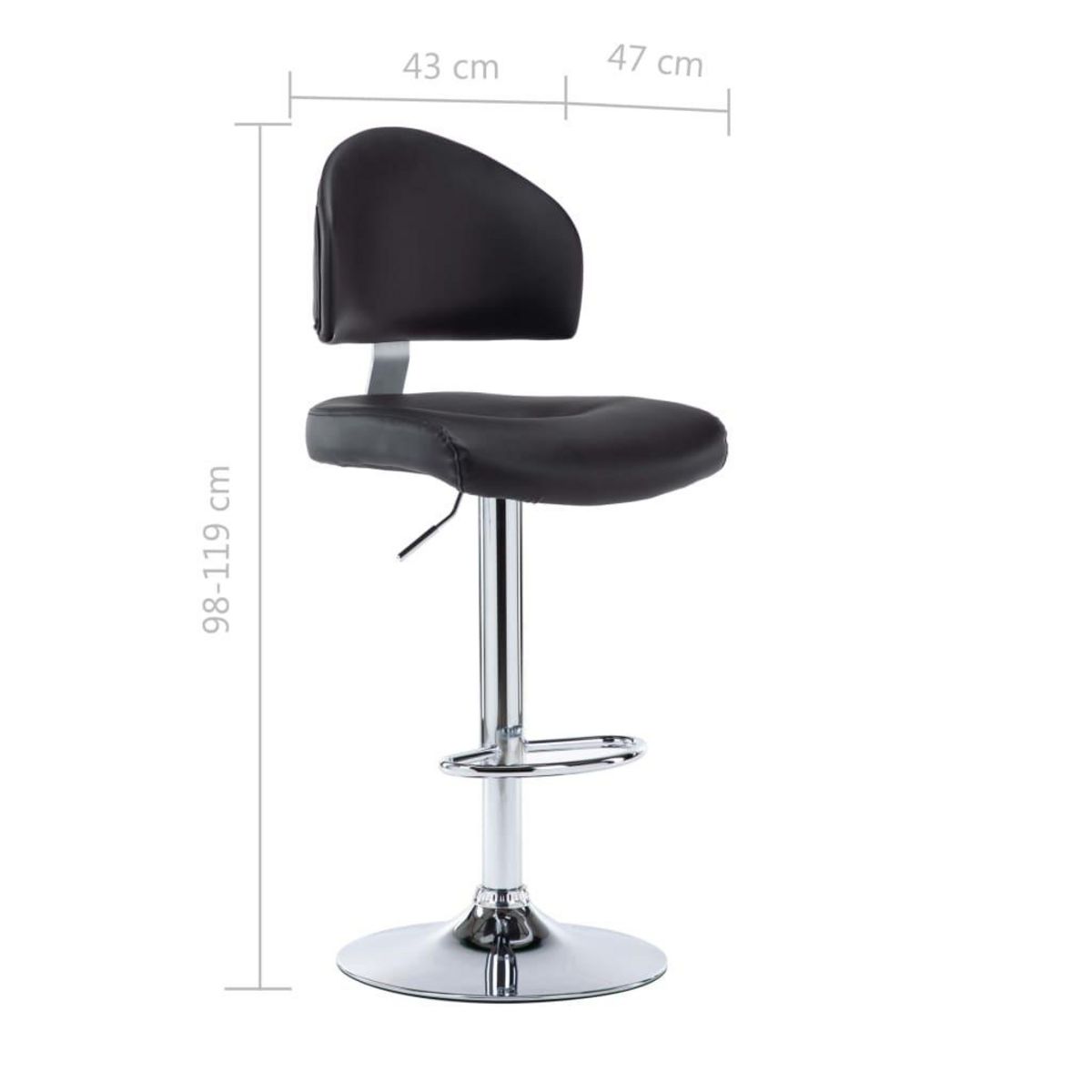 VIDAXL Tabourets de bar lot de 2 noir similicuir
