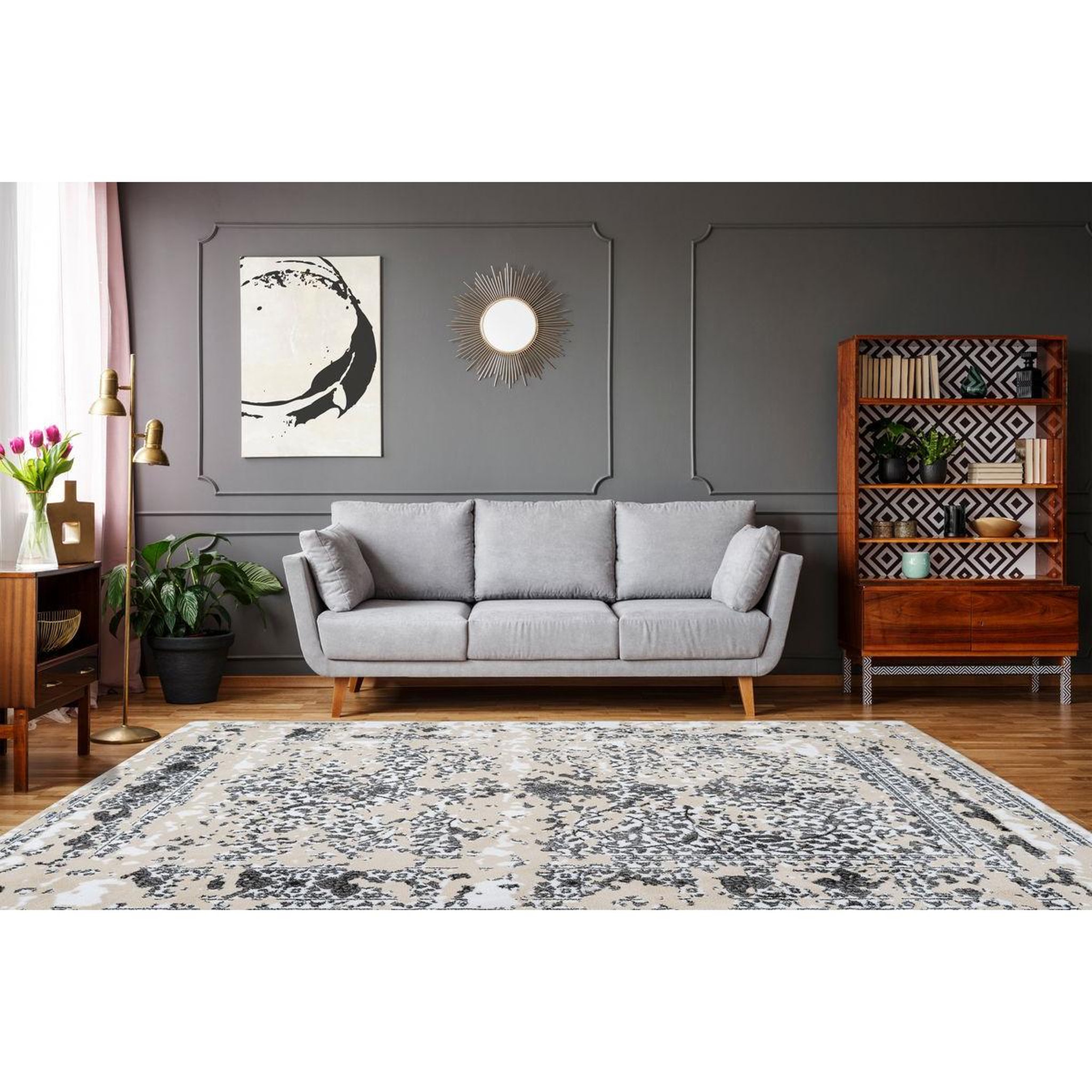 Voir la diapositive 2 : Paris Prix Tapis vintage à poils courts  broadway vi  gris
