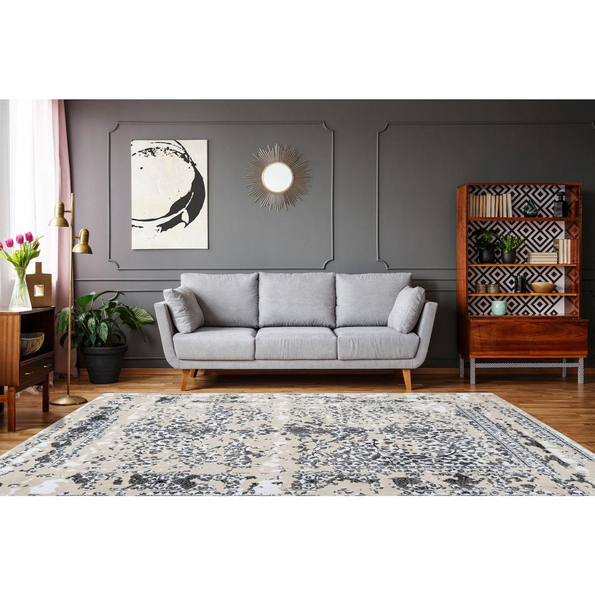 Paris Prix Tapis Vintage à Poils Courts  Broadway VI  Gris