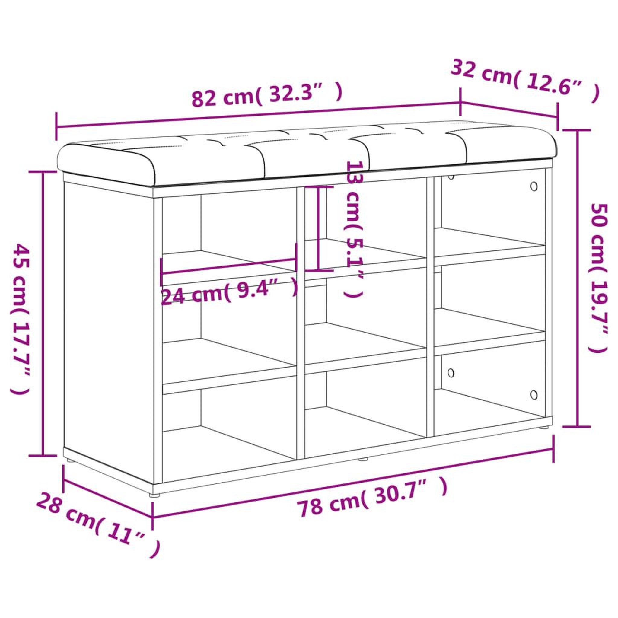 Voir la diapositive 6 : VIDAXL Banc a chaussures chene marron 82x32x50 cm Bois d'ingenierie