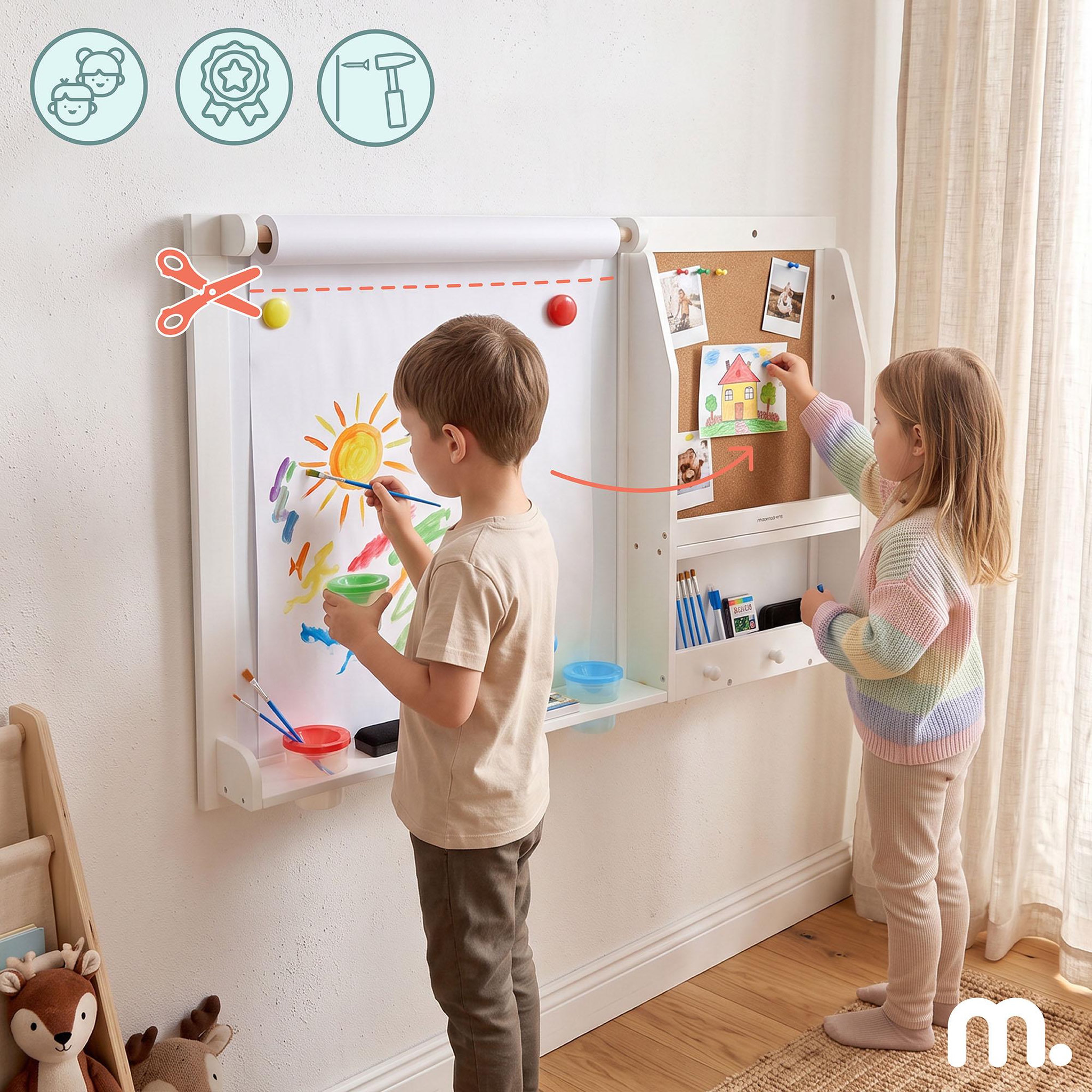 Voir la diapositive 2 : MAMABRUM Tableau Enfant Mural Bois Mamabrum Magnetique Papier Liege 90x60 cm 3 Ans+