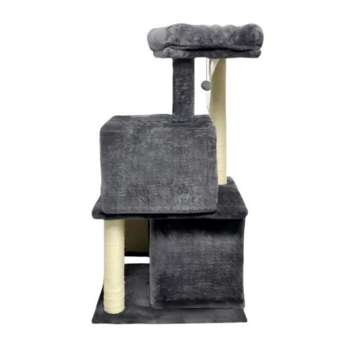 MARKET24 FLOPI Arbre a chat gris foncé- 44,5 x 48 x 86 cm - Gris foncé - 1 plateforme, 1 balle de jeu, 2 niches, 1 rampe