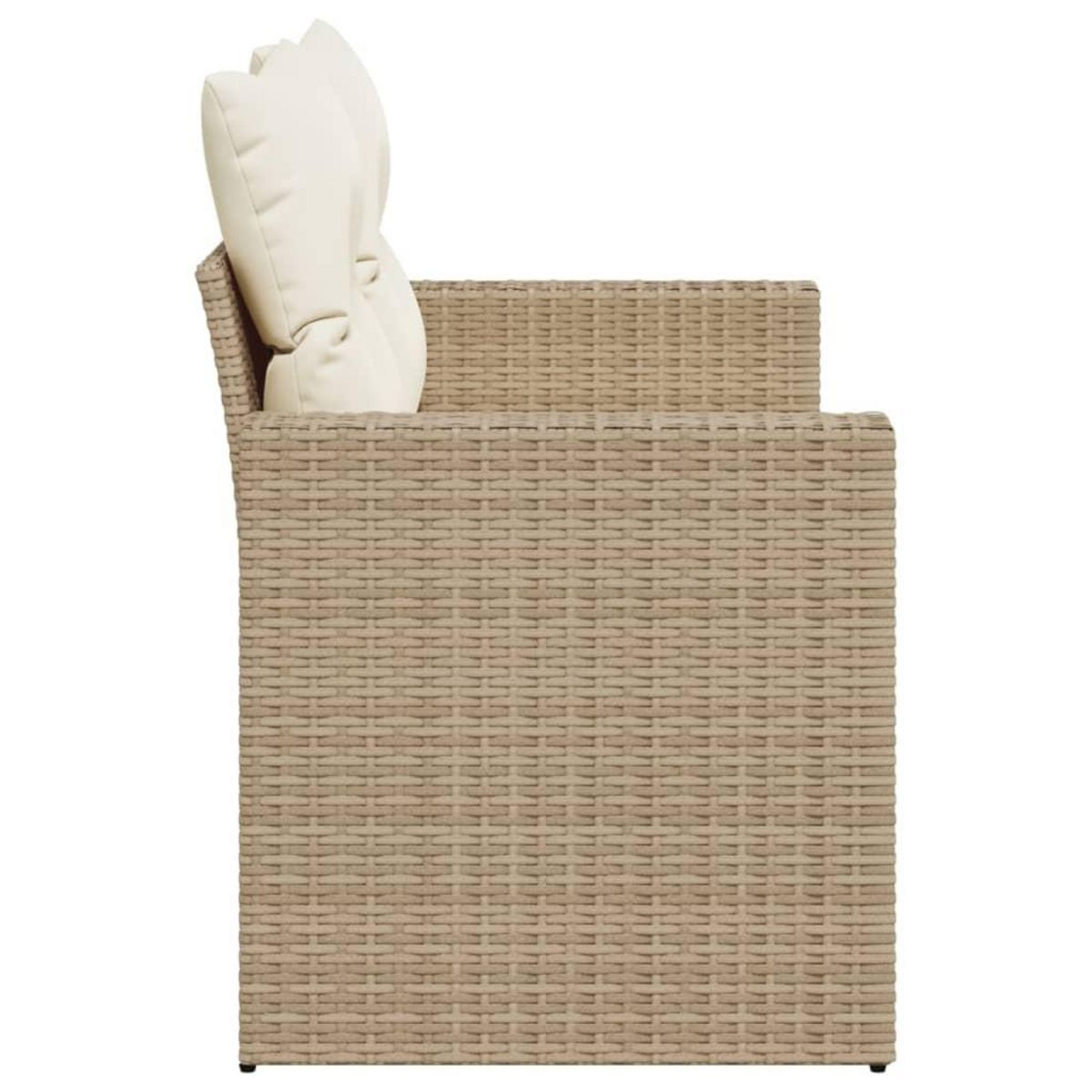 VIDAXL Canape de jardin avec coussins 2 places beige resine tressee