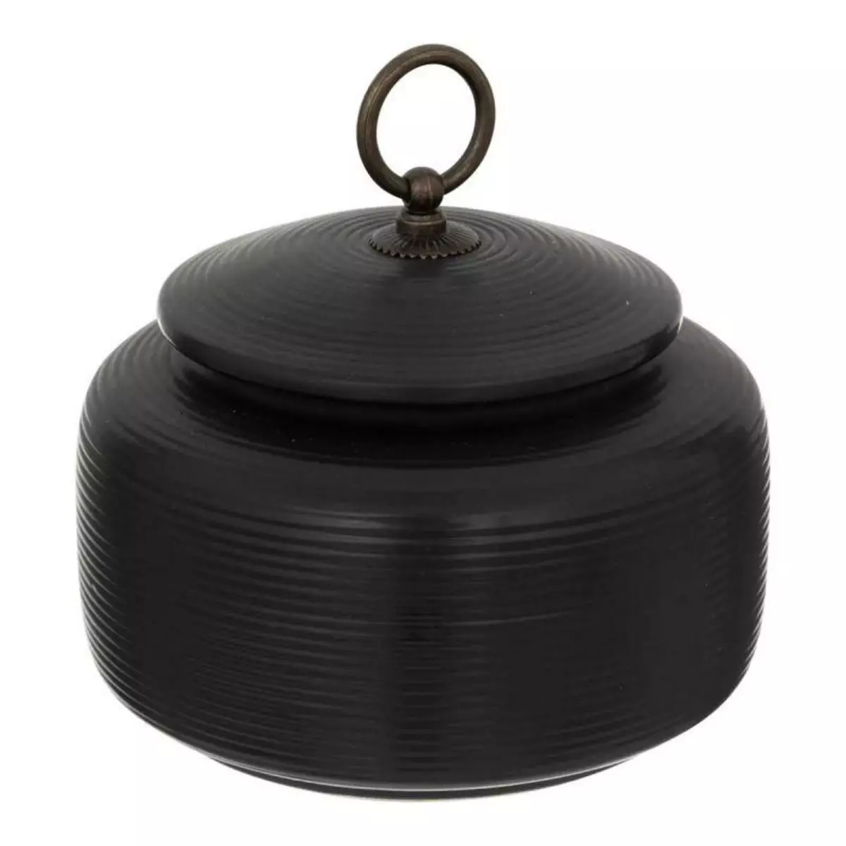  Boîte en Céramique avec Couvercle  Jiling  14cm Noir