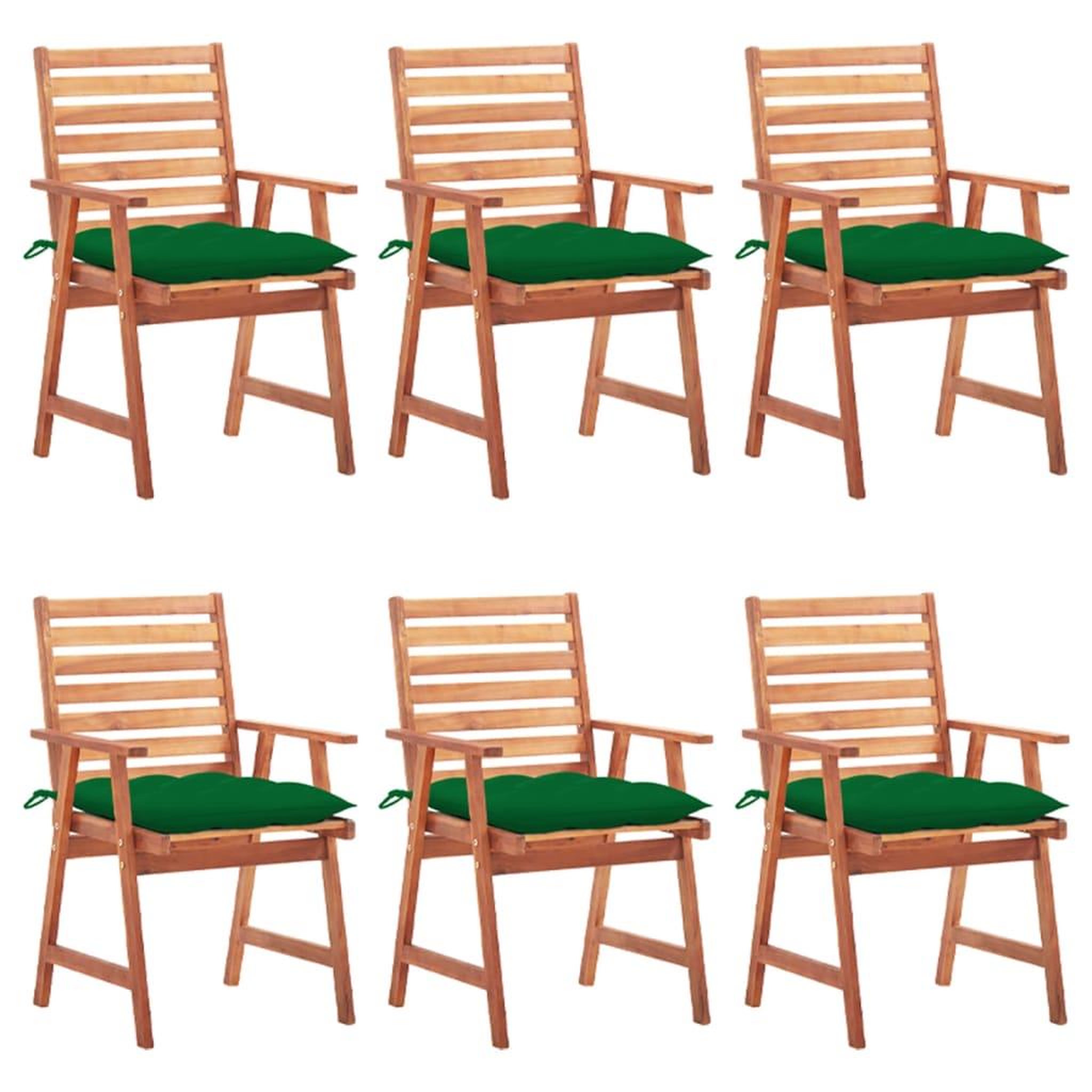 Voir la diapositive 1 : VIDAXL Chaises a manger d'exterieur lot de 6 et coussins Acacia massif
