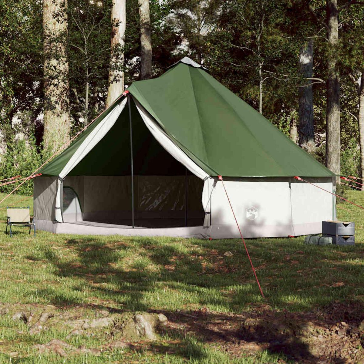VIDAXL Tente familiale tipi 12 personnes vert impermeable