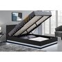 Voir la diapositive 3 : CONCEPT USINE Structure de lit LED avec rangements 140 x 190 cm noir NEWYORK