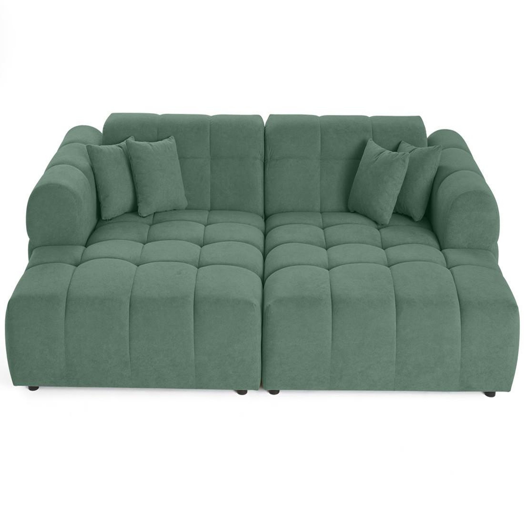 Voir la diapositive 3 : BEST MOBILIER Ray - canapé droit 4 places avec double méridienne - assise profonde - en tissu texturé