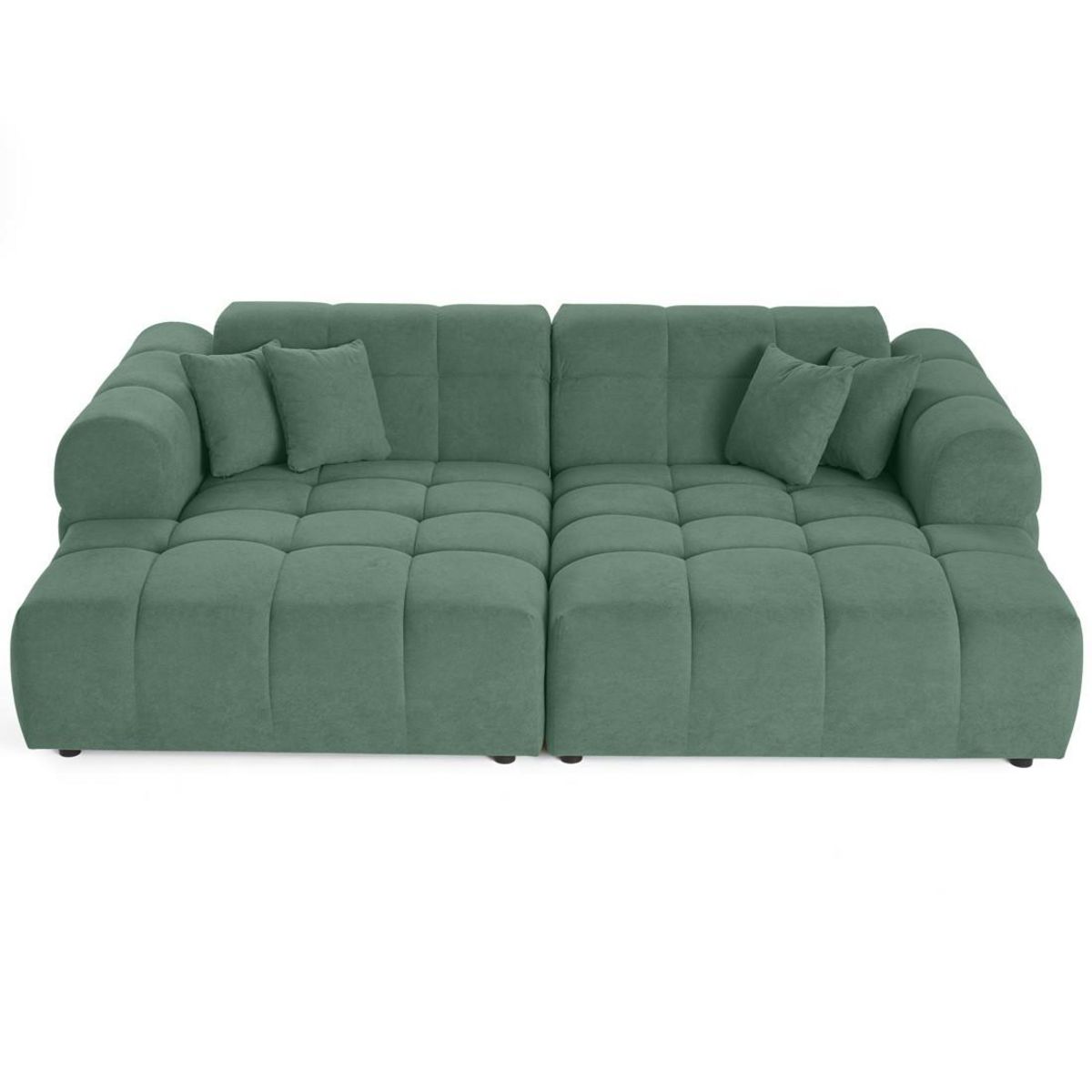 LISA DESIGN Ray - canapé droit 4 places avec double méridienne - assise profonde - en tissu texturé