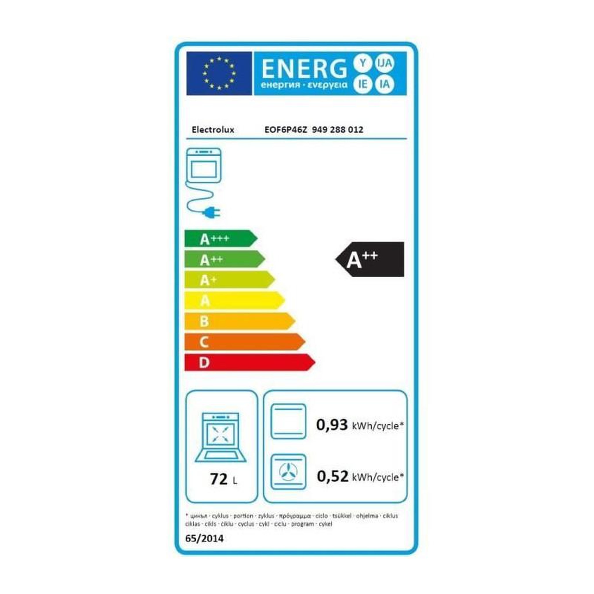 Voir la diapositive 4 : ELECTROLUX Four encastrable – Pyrolyse – Chaleur tournante pulsée – Noir – Electrolux EOF6P46Z