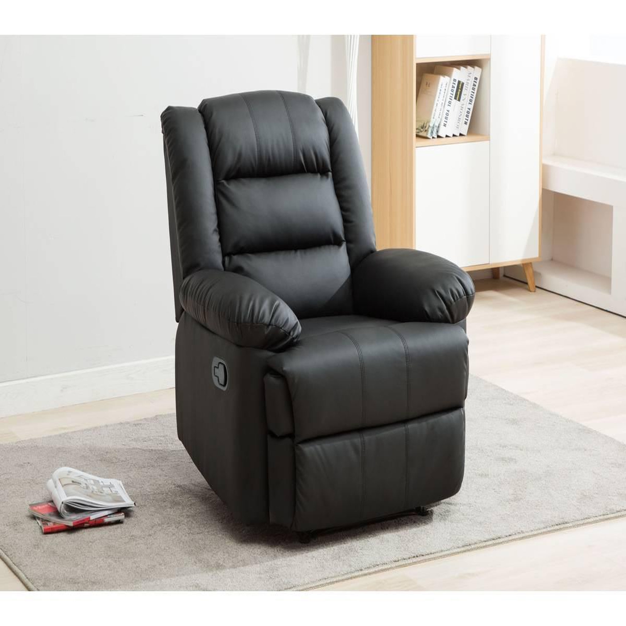 Voir la diapositive 2 : Habitat et Jardin Fauteuil relax  Buckingham  - 85 x 93 x 100 cm - Noir
